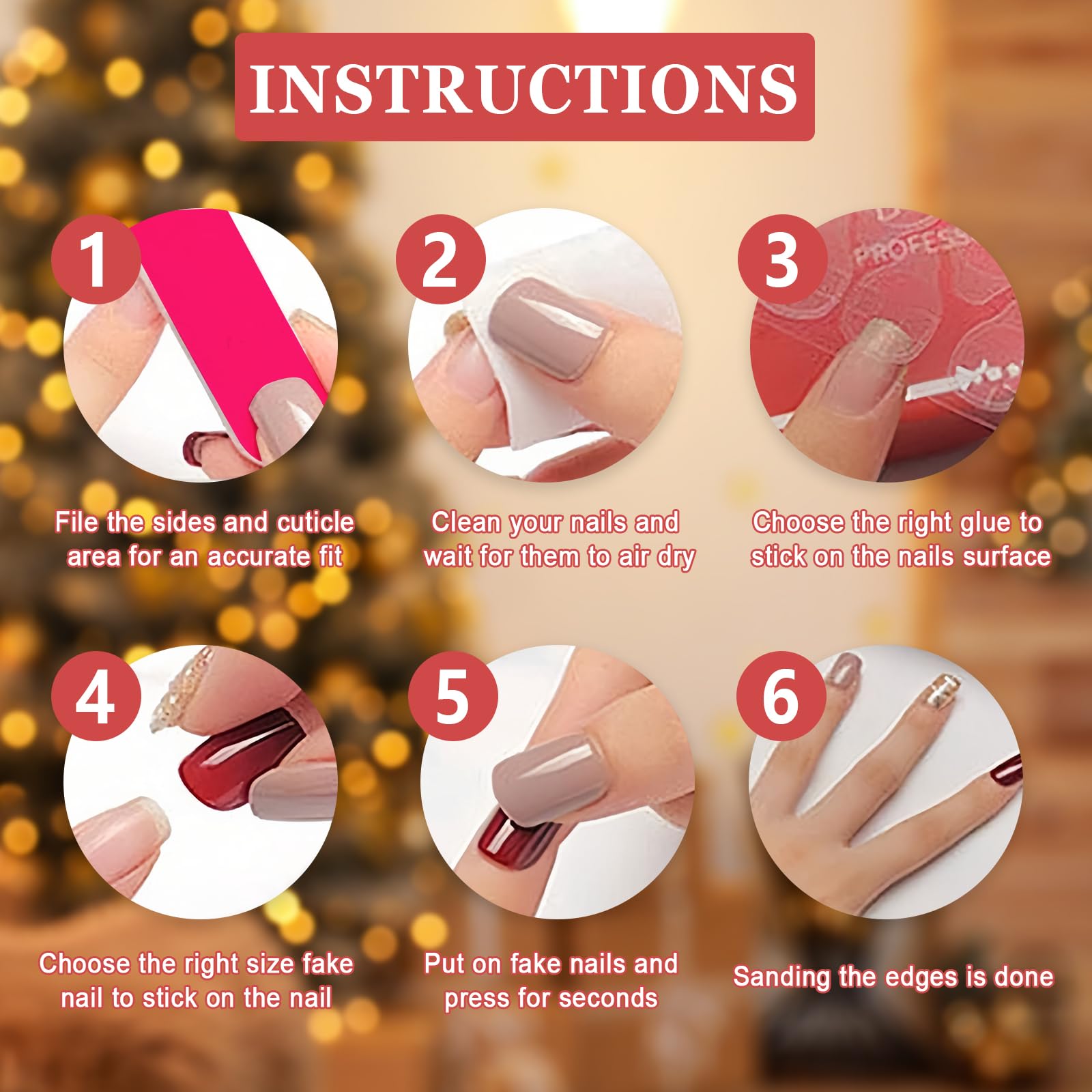 24-Pack Christmas Short Square False Nails - Glossy Black French Tips with Snowflake Designs, Acrylic Press-On Nails for Women & Girls | DIY Manicure, Holiday Parties, Gift Giving, Salon-Quality Nails at Home