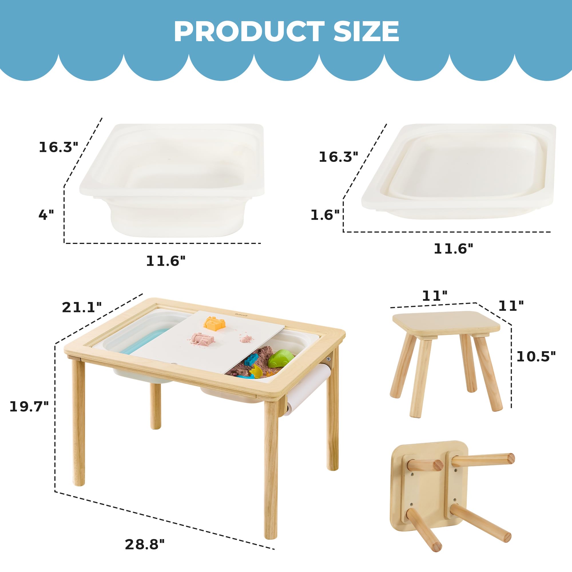 Premium Wooden Sensory Activity Table for Kids - Double-Sided Play Board with Sand & Water Play, Foldable Storage Bins, Includes 2 Chairs & Paper Roll - Perfect for Indoor & Outdoor Learning, Preschool Playtime & Backyard Fun