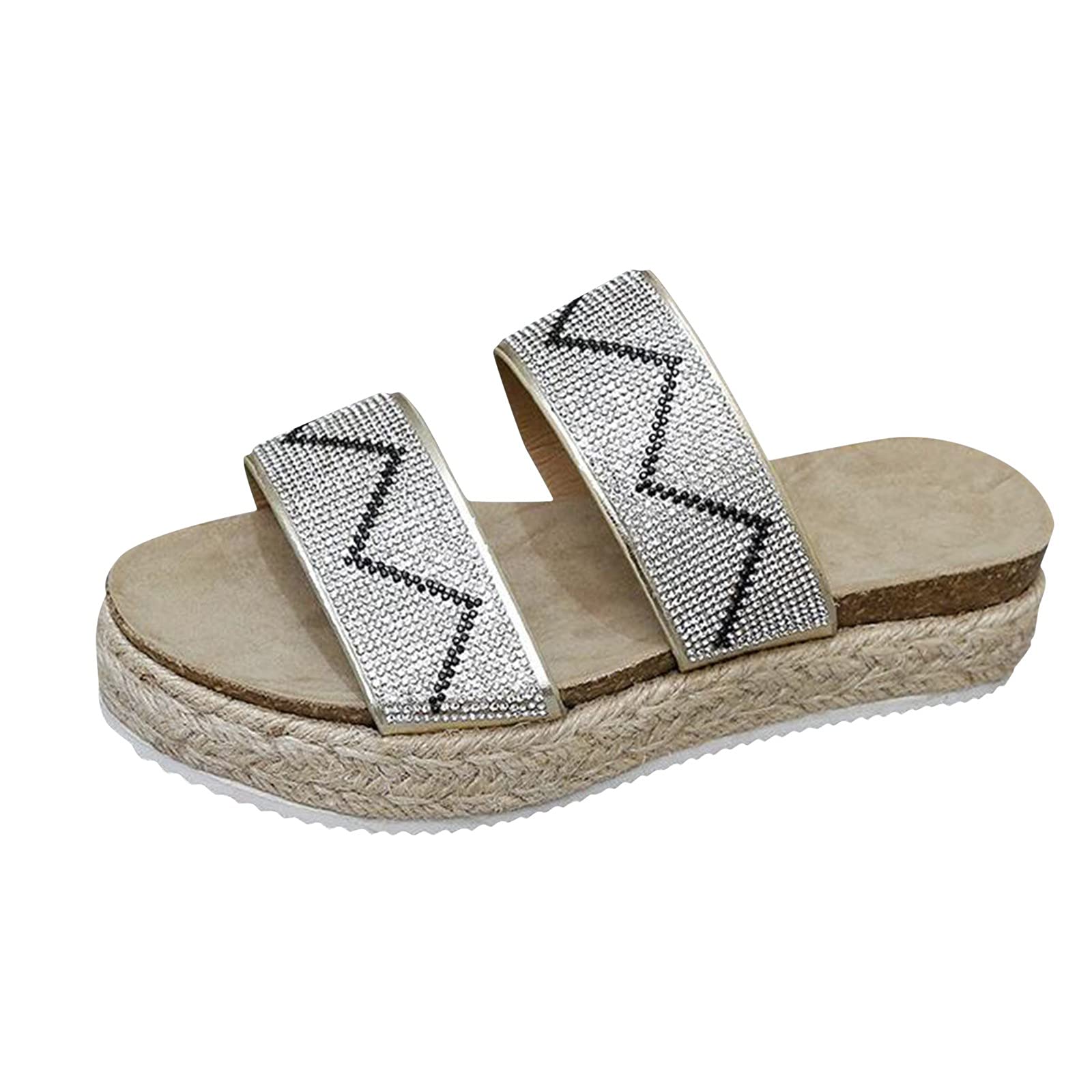**Women's Summer Rhinestone Platform Sandals - Open-Toe Fashion Slip-On Sandals for Ladies | Perfect for Beach, Vacation & Casual Outings**