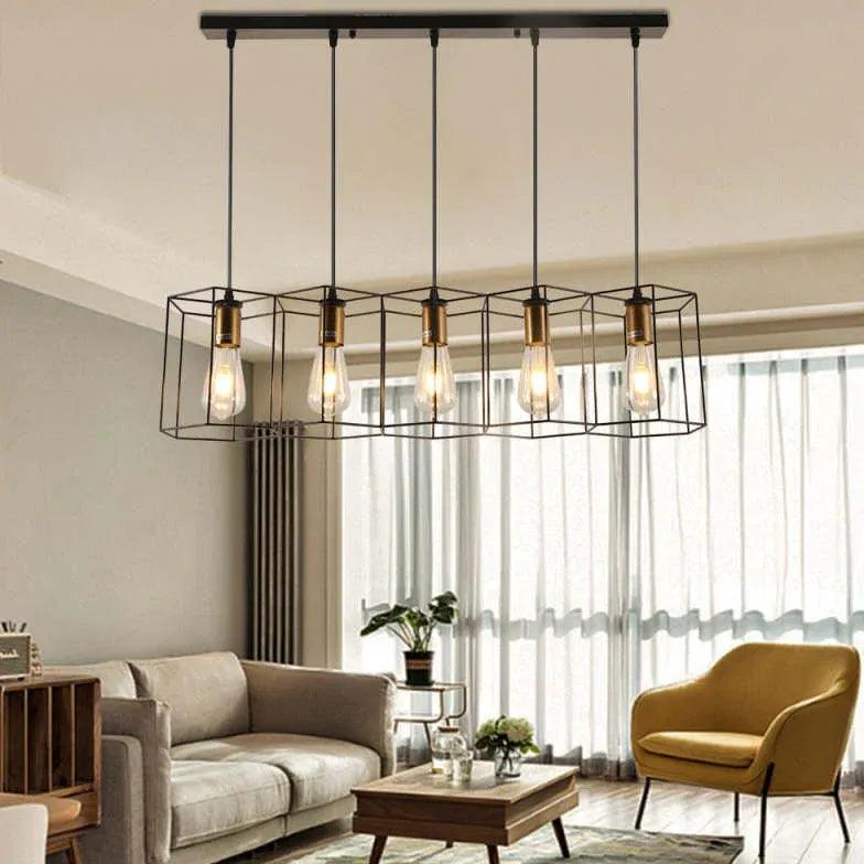 Hexagonal Black Industrial Pendant Light with 3 Lights - Modern Farmhouse Ceiling Fixture for Kitchen, Dining Room, or Living Room