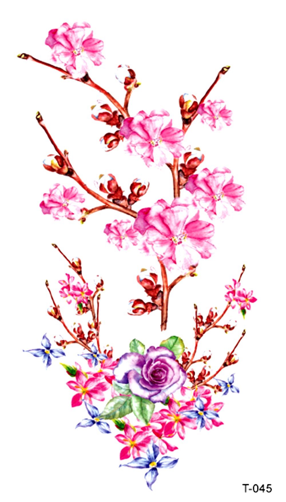 Rose Flower Temporary Tattoo - Waterproof Fake Tattoos for Women & Girls - Perfect Christmas Stocking Stuffer Gift for Parties, Festivals & Special Occasions