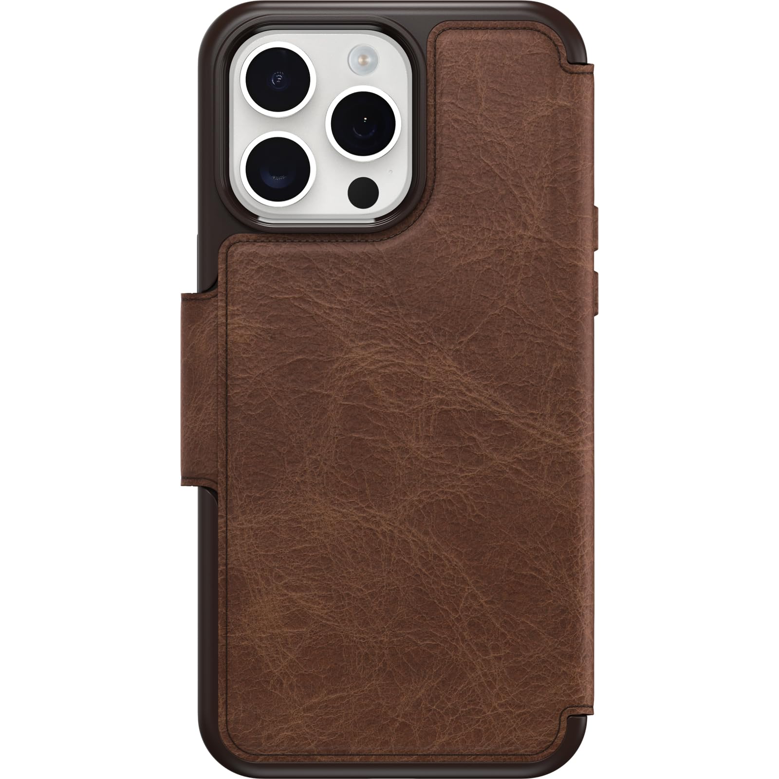 OtterBox Strada Premium Leather Case for iPhone 15 Pro Max with MagSafe - Shockproof & Drop Proof Military-Grade Protection (3x Tested), Built-in Dual Card Holders, Brown | Perfect for Business Professionals & Daily Commuters