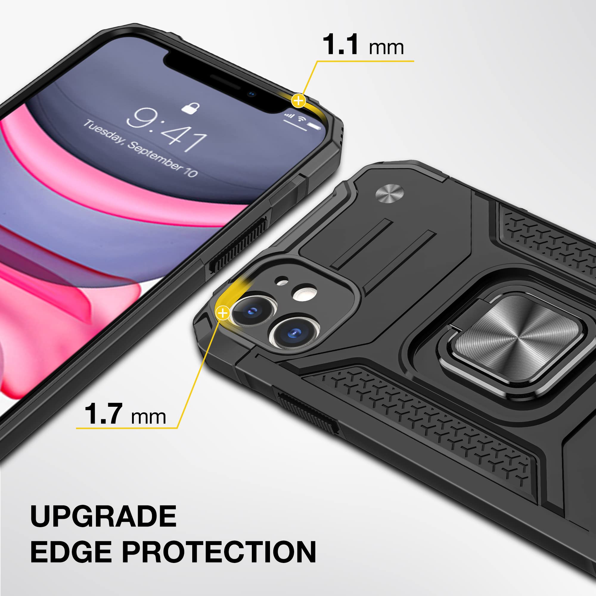 Vakoo Shockproof Heavy Duty iPhone 11 Case with Kickstand - Black | Protective Cover for iPhone 11 | Perfect for Outdoor Activities, Work & Travel