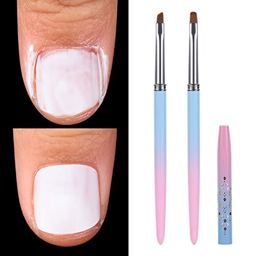 Gootrades Nail Art Clean Up Brushes Set - 2 Pack Round & Angled Nail Polish Remover Brushes for Cuticle Cleaning, Acetone-Resistant Nail Design Tools - Perfect for Salon, Home Manicures & DIY Nail Art