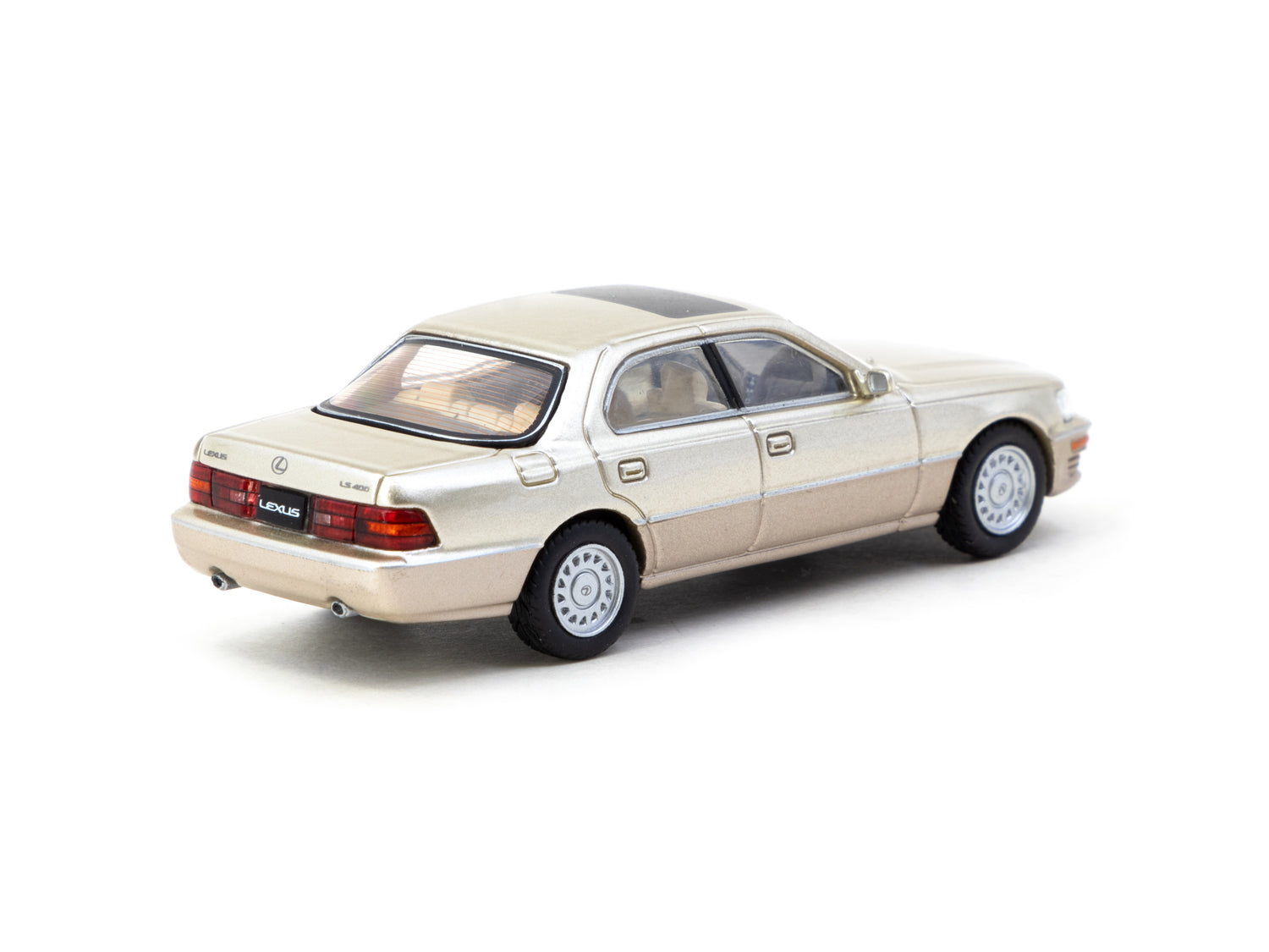 Tarmac Works 1/64 Scale Lexus LS400 Diecast Model Car - Champagne Beige Metallic Finish | Collectible Toy Car for Display & Racing | Perfect for Car Enthusiasts & Model Collectors
