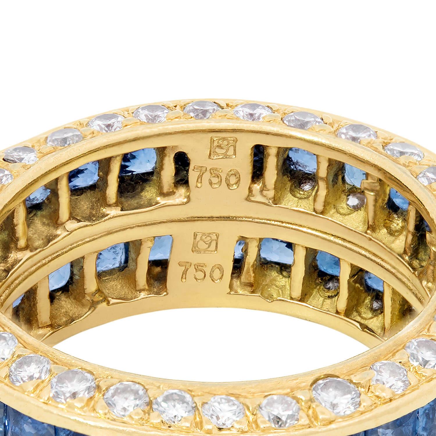 18k Gold Sapphire and Diamond Eternity Wedding Band Set - Elegant Bridal Jewelry for Engagement, Anniversary & Special Occasions