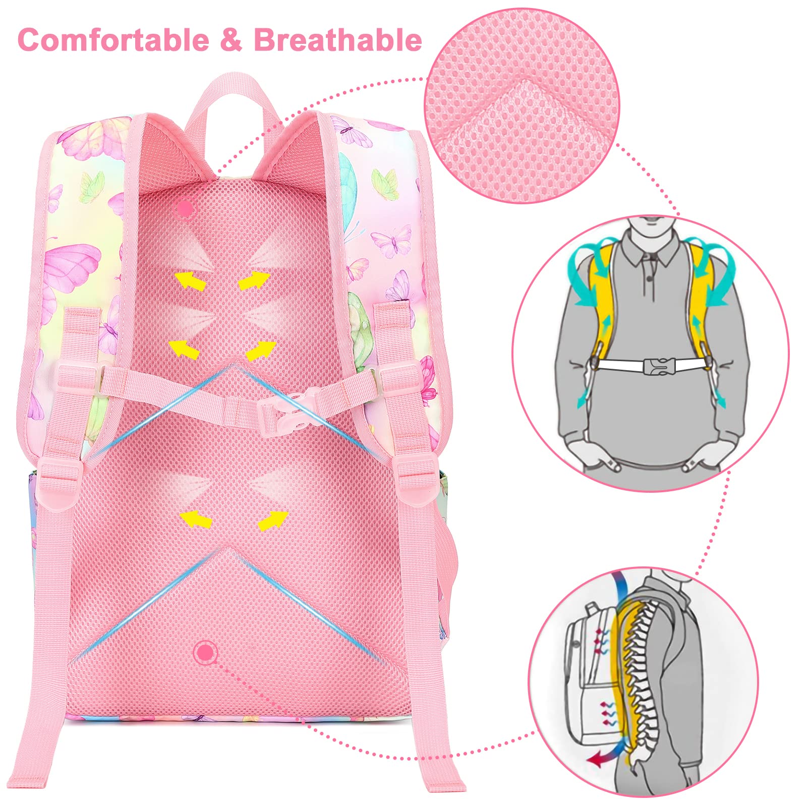 CAMTOP Girls Backpack with Lunch Box Set - Durable School Bookbag for Kids, Lightweight & Waterproof Backpack for School, Travel, and Outdoor Activities