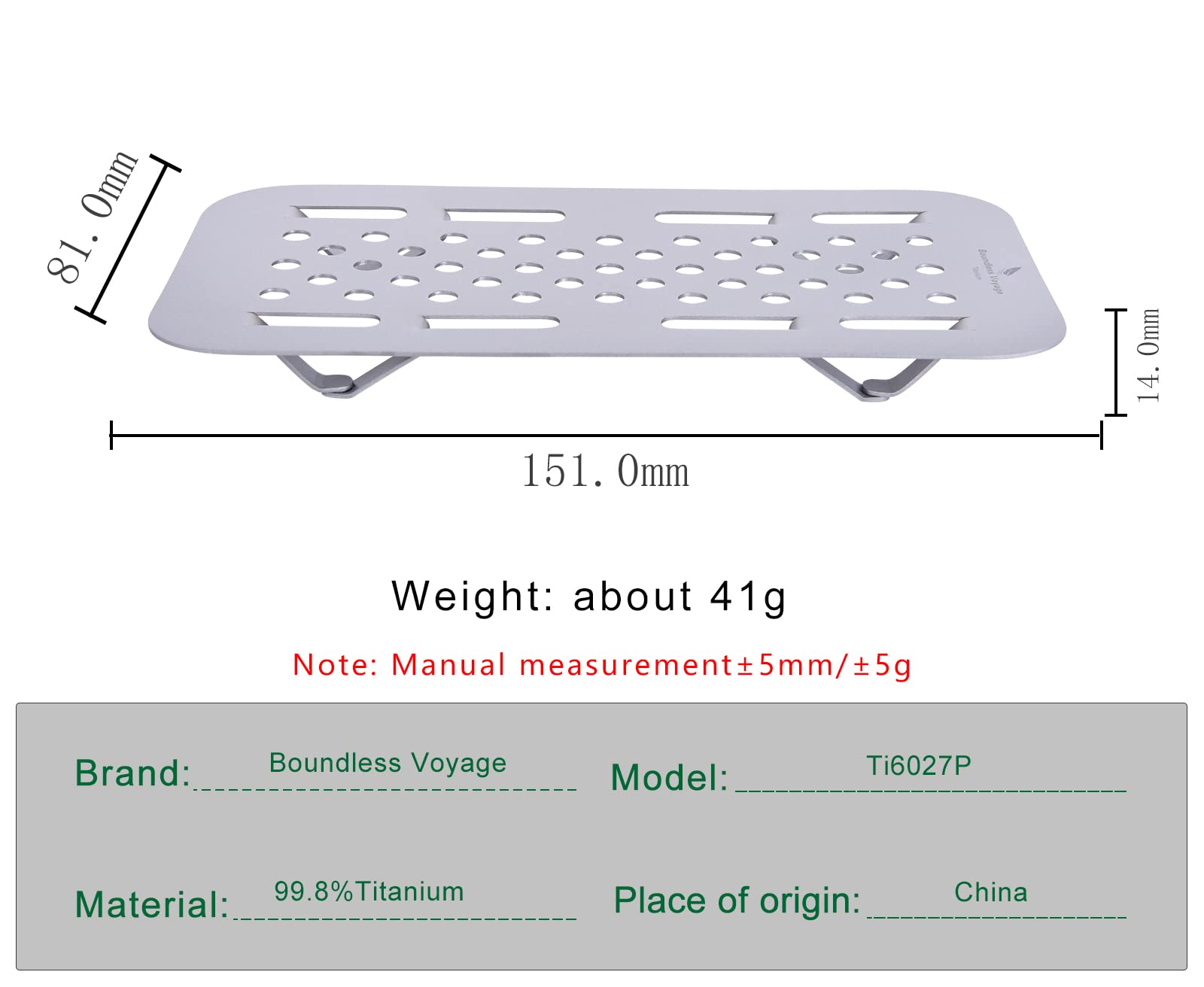 Boundless Voyage Pure Titanium Mini Steaming Rack Stand - Compact & Lightweight for Toast, Bread & Dumplings - Perfect for Camping, Backpacking, Picnics & Solo Travel (Model L-Ti6027P) | Portable Cooking Solution for Outdoor Adventures & Small Kitchen Spaces