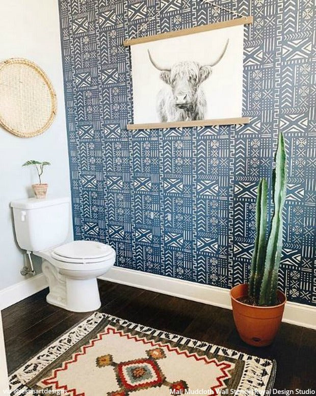 Authentic Mali Mudcloth Stencil for Wall Art - DIY African Home Decor, Handmade Geometric Patterns - Perfect for Living Room, Bedroom & Boho Interior Design