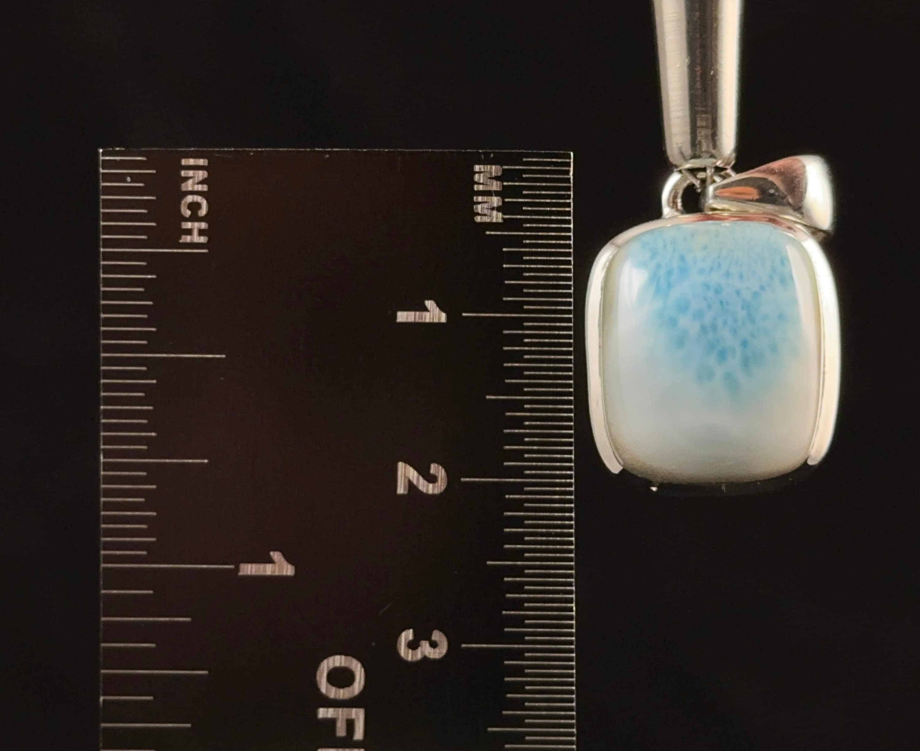 LARIMAR Crystal Pendant Necklace - Rare Square Caribbean Gemstone in Sterling Silver Open Back Bezel Setting 53383 | Perfect for Beach Weddings, Boho Jewelry & Spiritual Healing Gifts