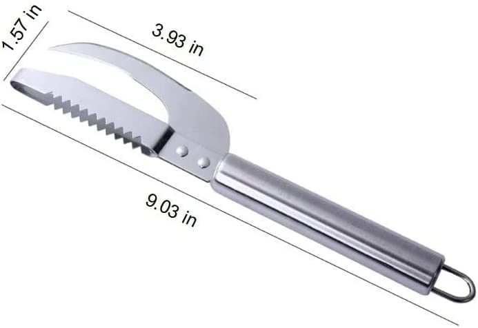 3-in-1 Stainless Steel Fish Scale Knife - Scraper, Digger & Cutter | Professional Fish Cleaning Tool Set (2pcs) for Kitchen & Outdoor Fishing | Perfect for Preparing Fresh Catches at Home or Camping