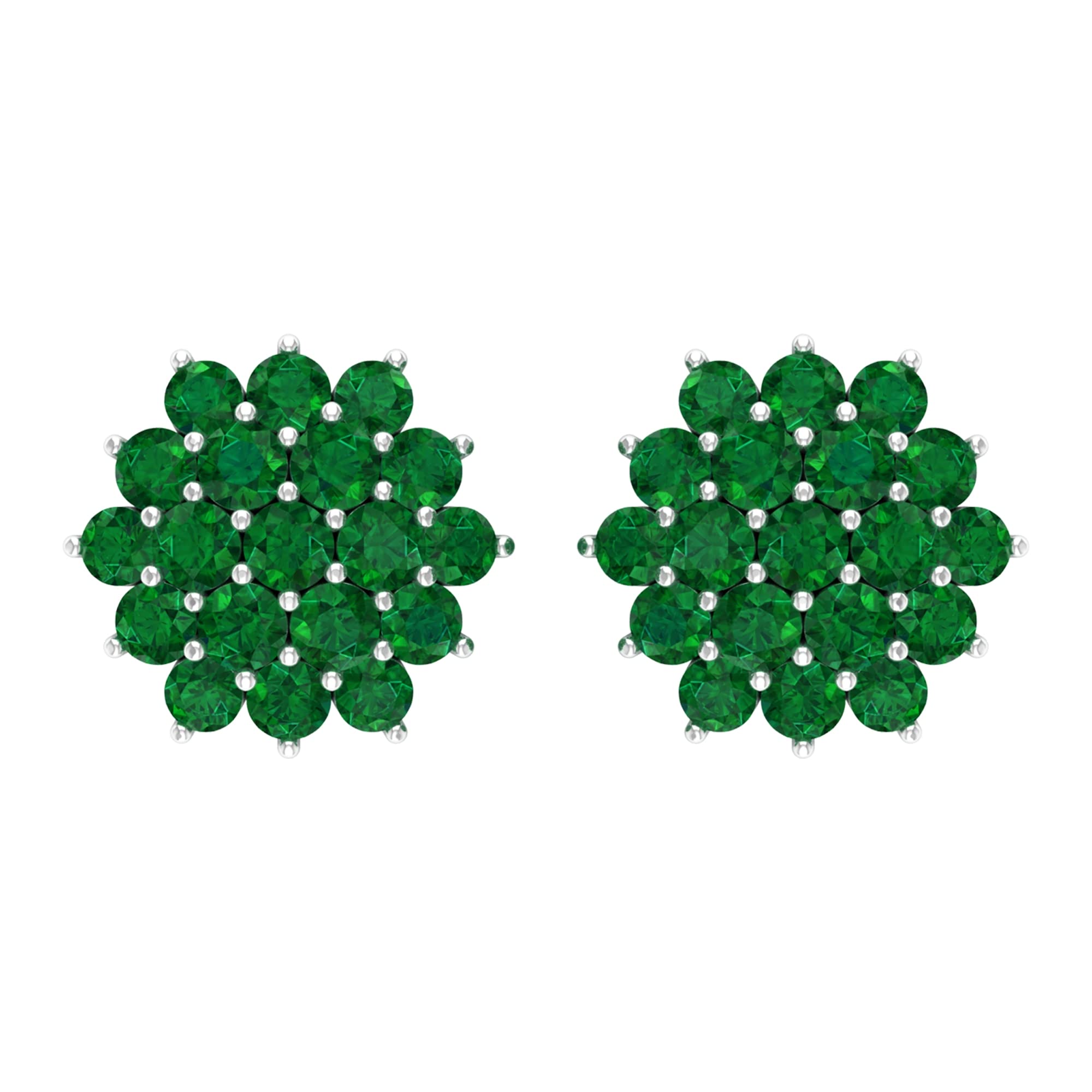 1/2 CT Natural Emerald Floral Stud Earrings for Women - 14K Solid Gold Floral Cluster Earrings - Perfect for Weddings, Parties & Everyday Elegance