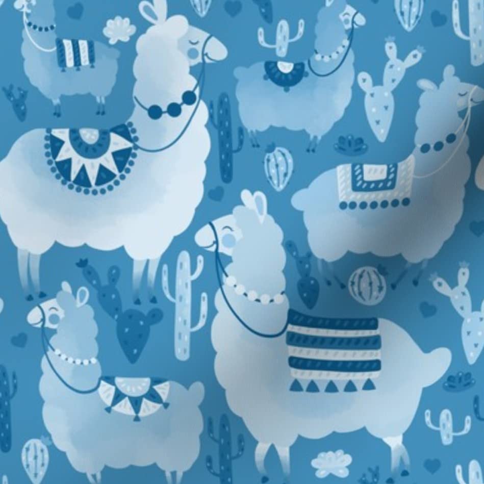 Alpacas and Cacti Printed Velvet Upholstery Fabric by The Yard - Soft Monochrome Nursery Design for Home Decor, Apparel & DIY Projects | Perfect for Curtains, Pillows, and Clothing