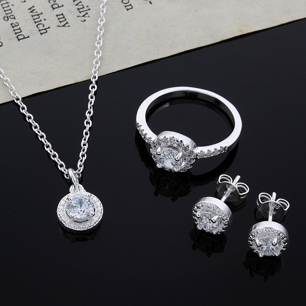 Exquisite Zircon Jewelry Set for Women - Elegant Necklace, Earrings & Bracelet - Perfect for Weddings, Parties & Special Occasions