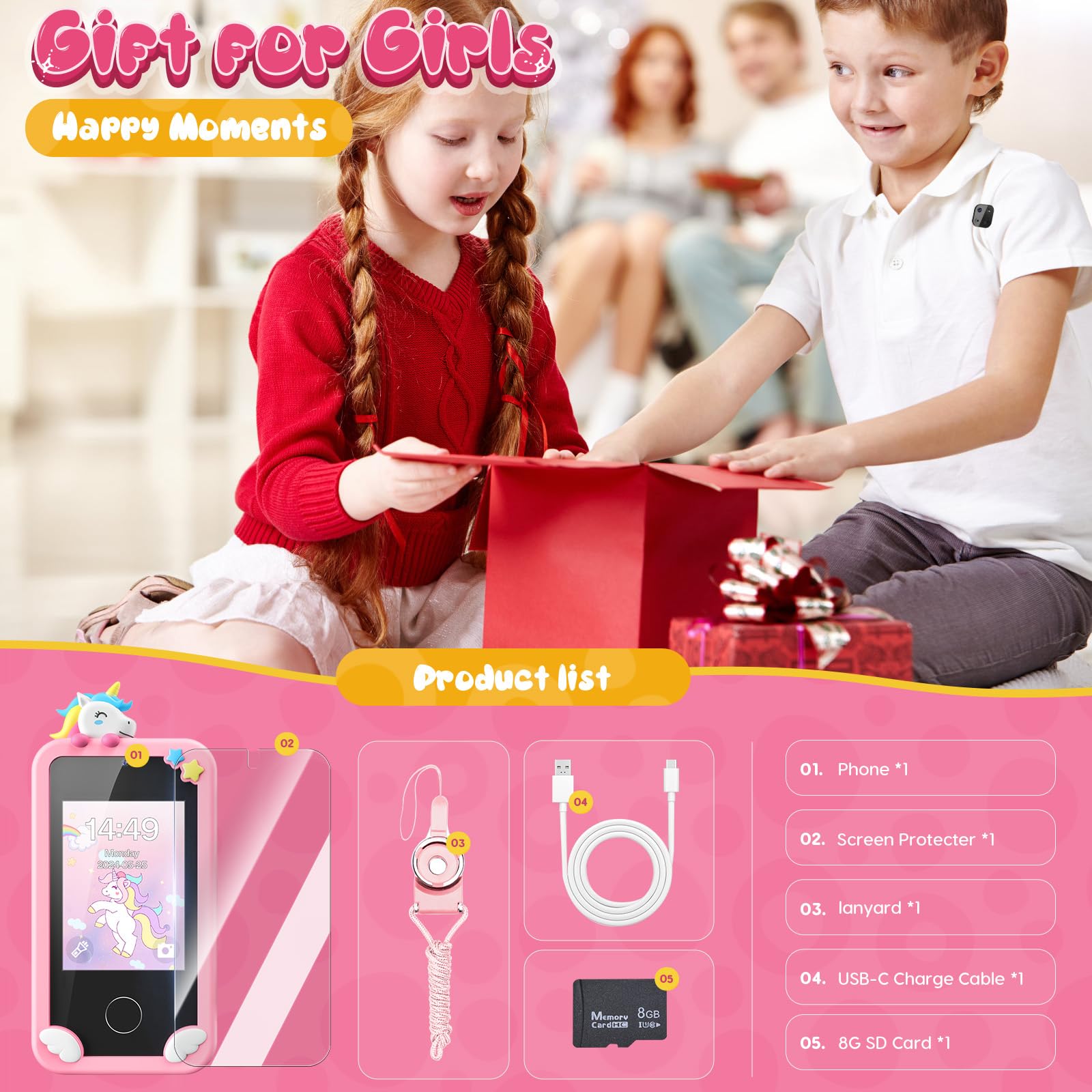 Unicorn Smart Phone Toy for Girls Ages 3-9 - 2.8