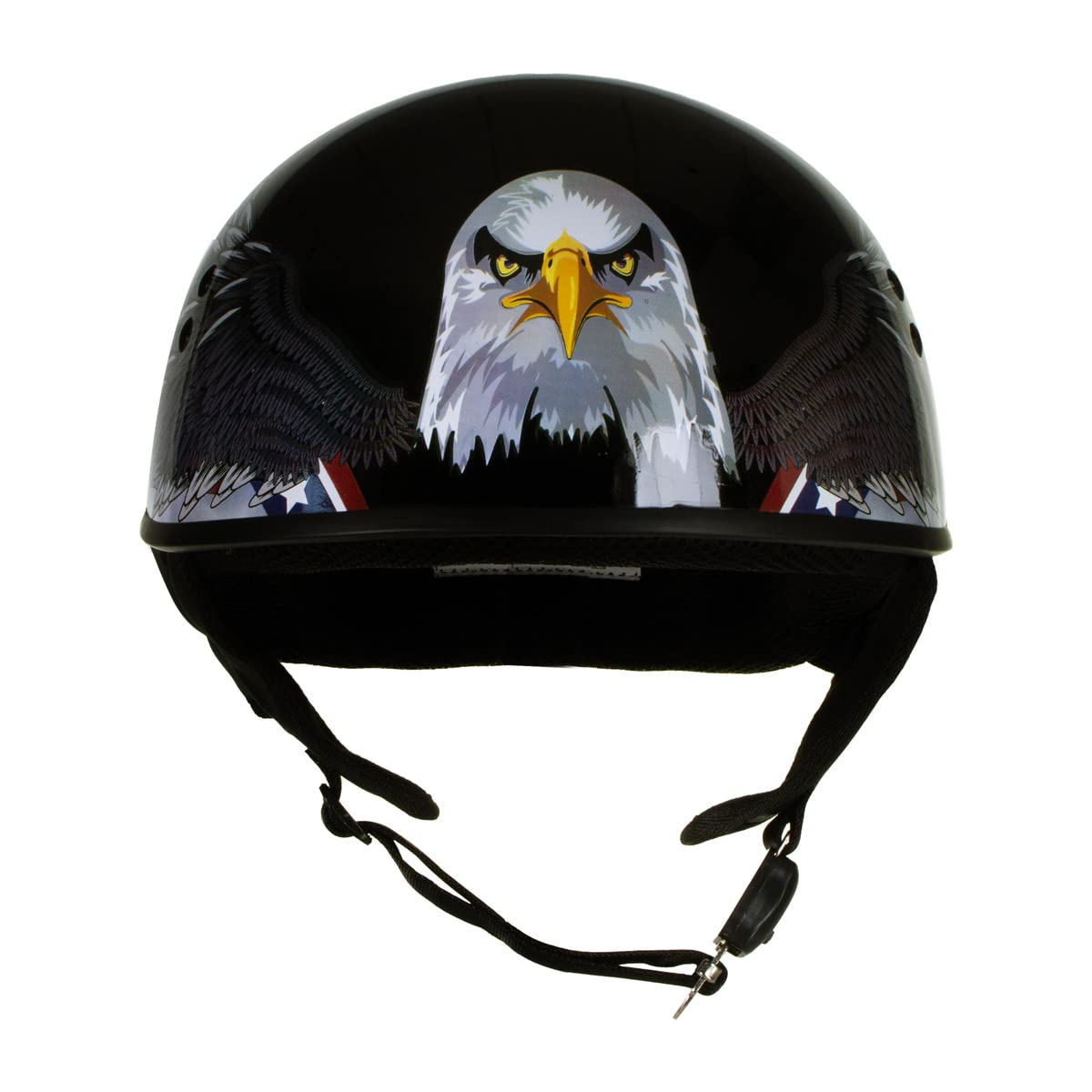 Hot Leathers HLT68 Eagle Black DOT Approved Motorcycle Half Helmet - Advanced Safety Skull Cap for Bikers (X-Large) | Perfect for Cruiser, Harley & Street Riding