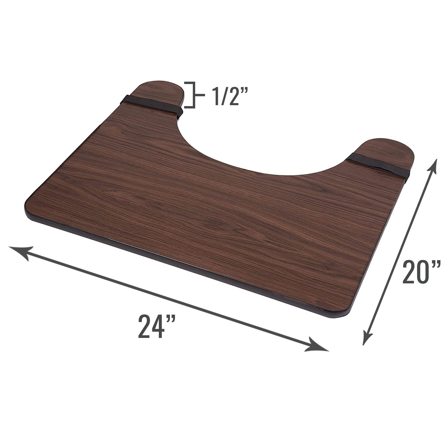 DMI Hardwood Wheelchair Lap Tray - Removable & Adjustable Wheelchair Table Tray for Seniors & Adults - Lightweight & Durable Wheelchair Accessory for Eating, Reading & Working (1 Count)