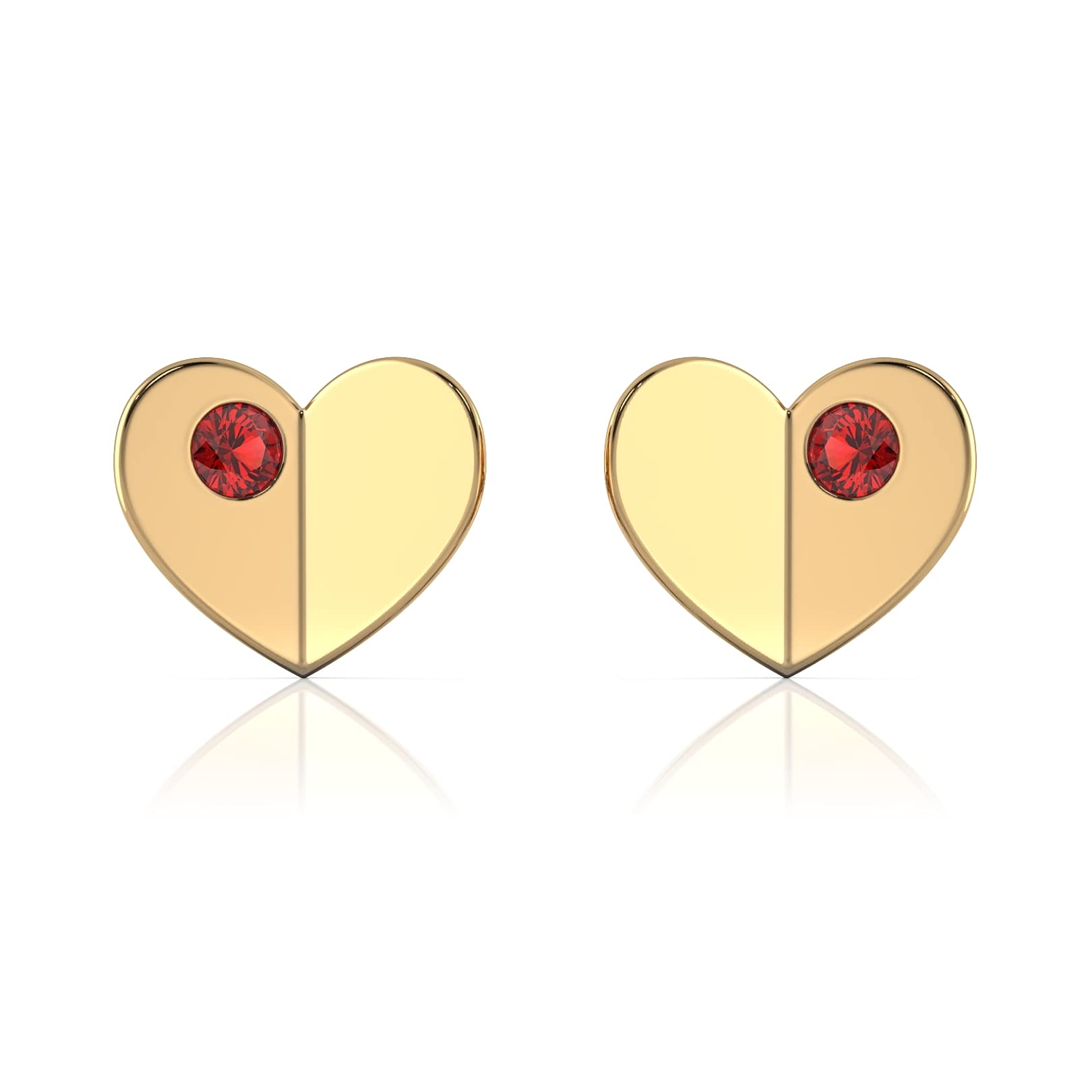 Verozi 925 Sterling Silver Heart Stud Earrings for Women - Redstone & Cubic Zirconia AAAAA, Gold/Rhodium Plated Fine Jewelry | Valentine's Day Gift, Anniversary Present, Birthday Gift for Her