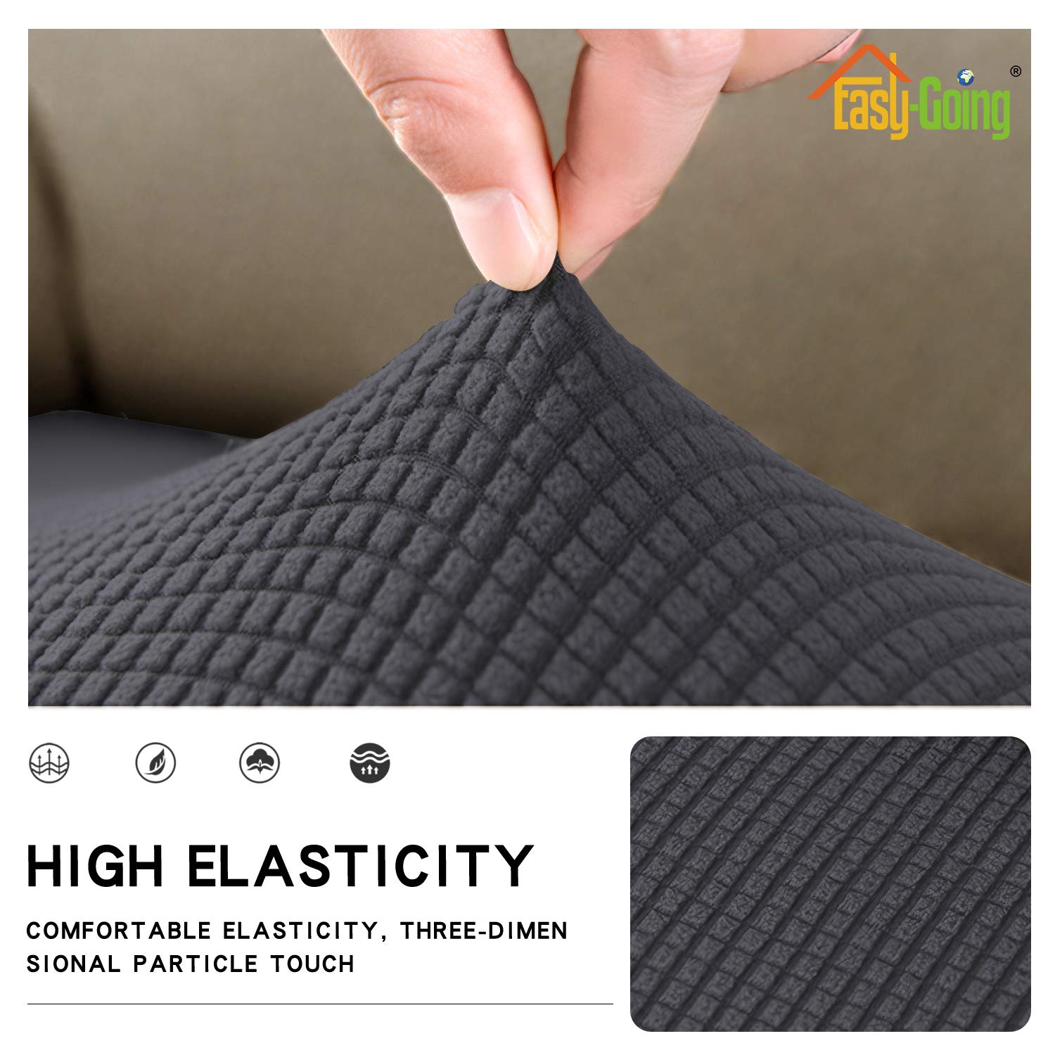 Stretch Loveseat Cushion Cover - Soft Elastic Sofa Slipcover Protector for Furniture (Dark Gray) | Perfect for Living Room, Bedroom & Home Decor