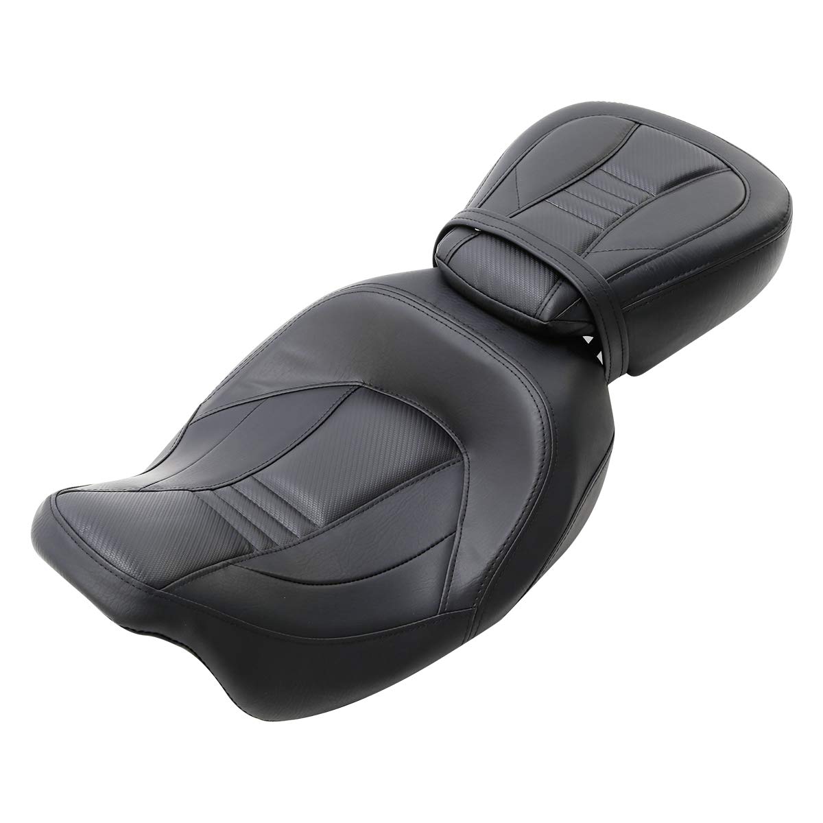 Black Diamond Low Profile Pillion Passenger Seat for Harley Davidson Touring, Tri Glide, Road King & Street Glide (2009-2023) - Comfortable & Stylish Rear Seat for Long Rides & Cruising
