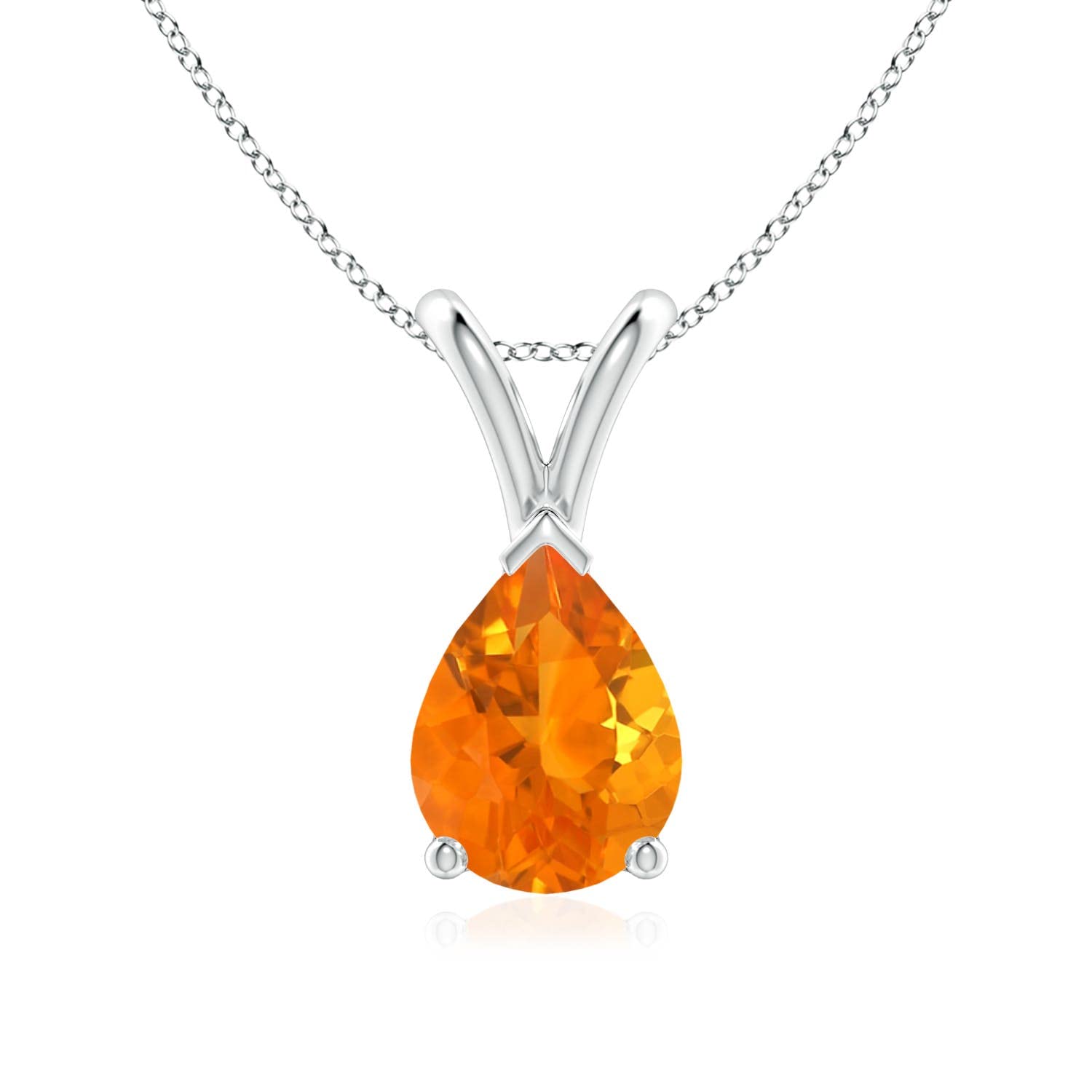 Angara Natural V-Bale Pear-Shaped Fire Opal Solitaire Pendant in Sterling Silver / 14K Solid Gold / Platinum | Elegant Jewelry Gift for Women, Perfect for Birthday, Engagement, Anniversary & Wedding | Ideal for Evening Events, Date Nights & Special Occasions