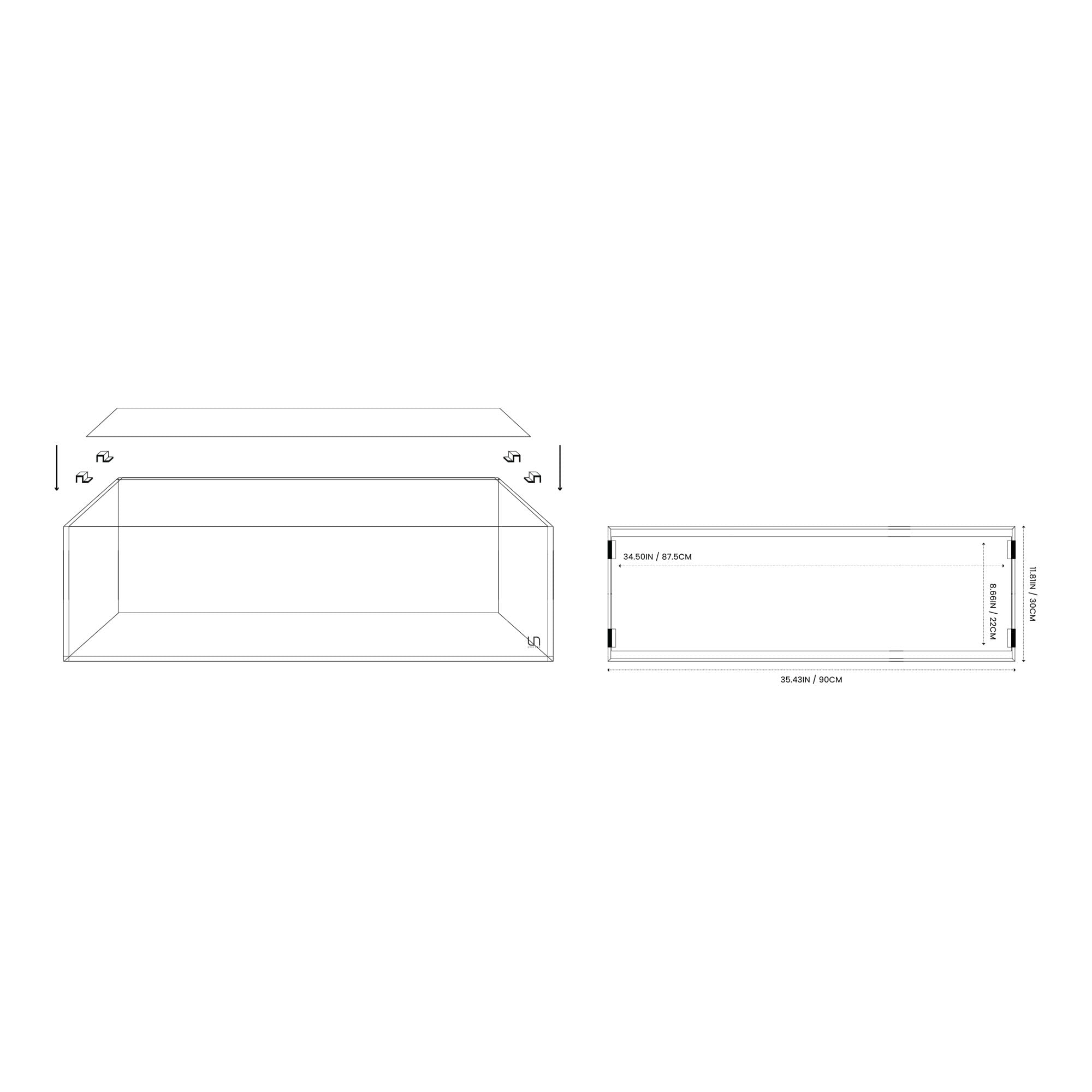 Ultra Clear Rimless Aquarium Lid for Glass Tanks - Frameless Fish Tank Cover with Clips (Fits 90L Aquariums) | Perfect for Saltwater & Freshwater Home Aquariums, Shrimp Tanks & Planted Aquascapes