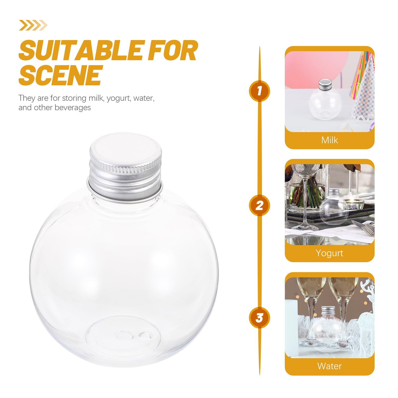 ARTIBETTER 10-Pack Clear Spherical Drink Bottles - Decorative Juice Containers for Pets, Parties & Home Decor | BPA-Free, Reusable & Leak-Proof