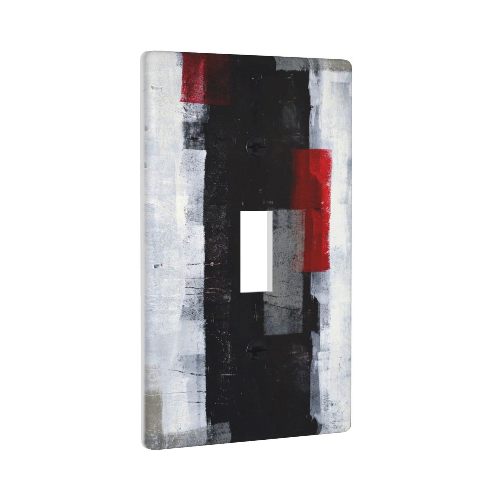 Black & Red Abstract Art Single Toggle Light Switch Plate Cover - Modern Wall Decor for Home, Office & School - Perfect for Living Rooms, Bedrooms & Workspaces