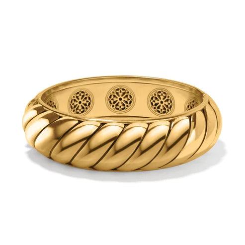 Brighton Athena Scalloped Hinged Gold Tone Bangle Bracelet - Perfect for Women's Fashion, Gift Giving & Special Occasions