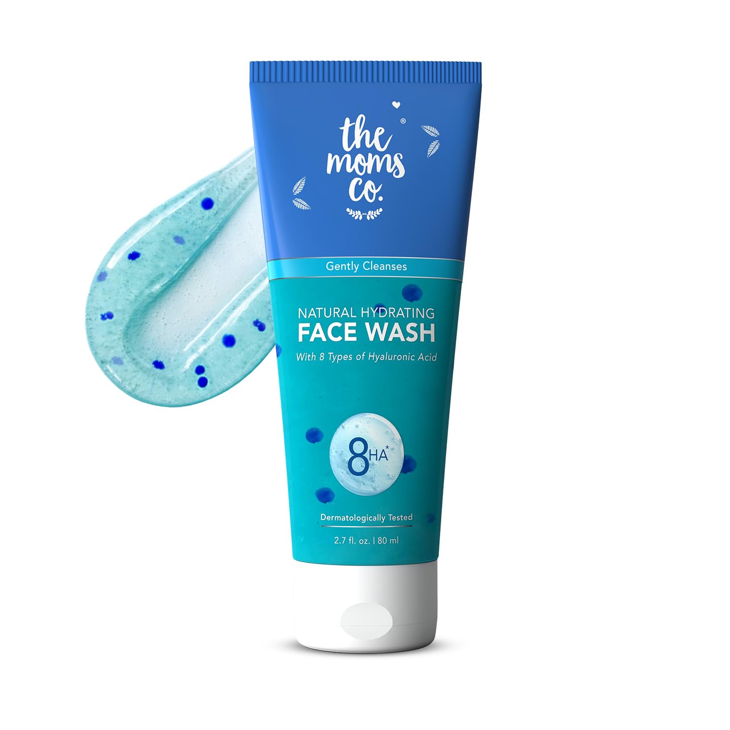The Moms Co. Natural Hydrating Face Wash with Hyaluronic Acid & White Mushroom Extract | Moisturizing Cleanser for Dry & Sensitive Skin | Softens & Nourishes | 80g | Perfect for Daily Skincare Routine & Travel