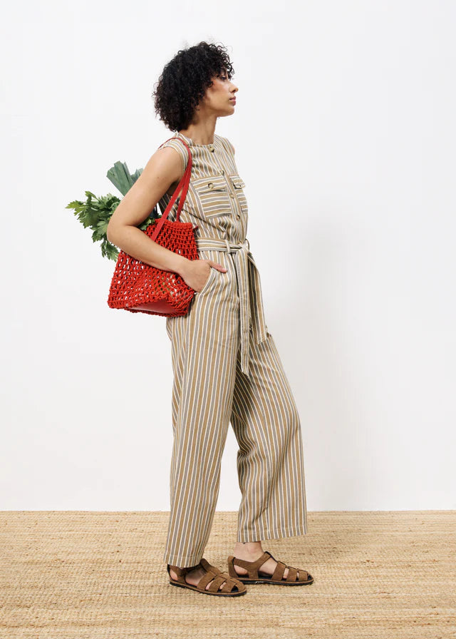 Norina Striped Jumpsuit for Women - Grey One Piece Romper | Casual Summer Outfit, Beachwear & Vacation Style
