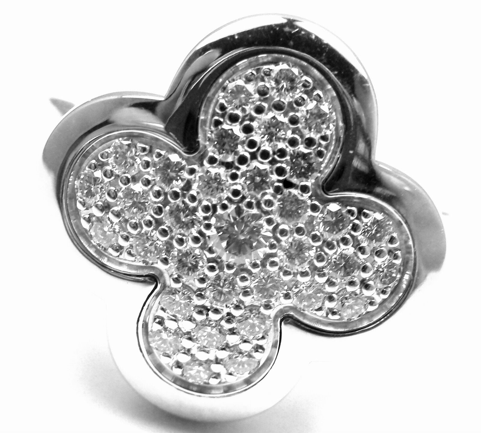 Authentic VAN CLEEF & ARPELS VCA 18k White Gold Diamond Pure Alhambra Ring - Luxury Jewelry for Women, Perfect for Weddings, Anniversaries & Special Occasions