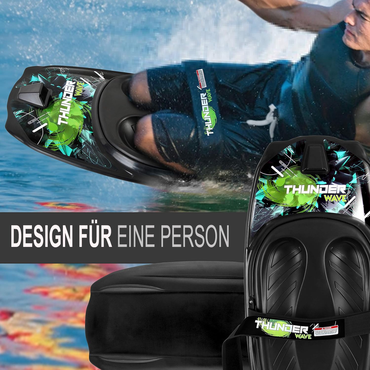 SereneLife Water Sports Kneeboard with Hook & Adjustable Strap for Kids & Adults - Perfect for Boating, Waterboarding, Kneeling Boogie Boarding, Knee Surfing & Lake Fun