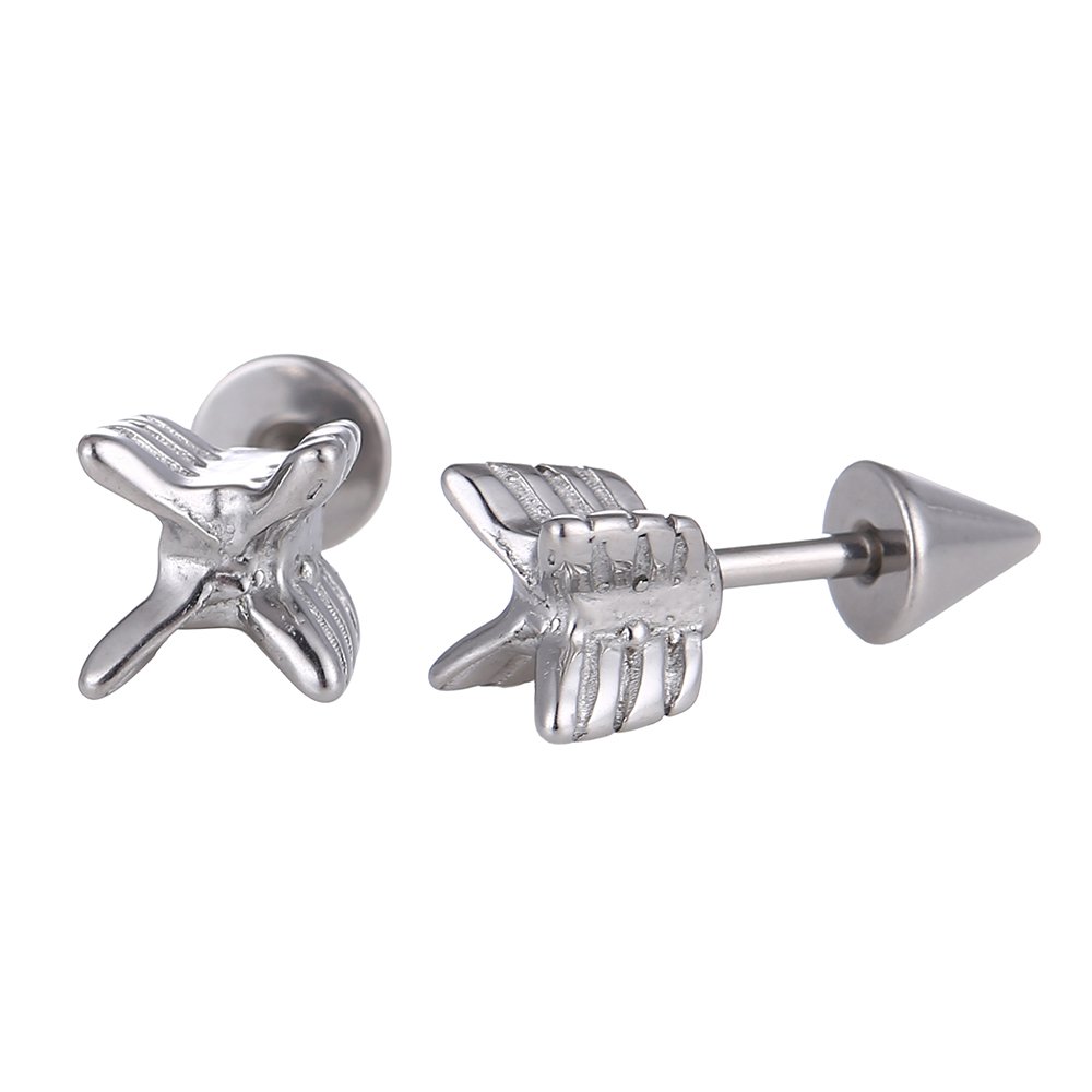 Stainless Steel Fake Piercing Expander - Silver Arrow Schaub Closure for Ear Gauges & Stretching | Perfect for Body Jewelry, Costume Accessories, and Alternative Fashion