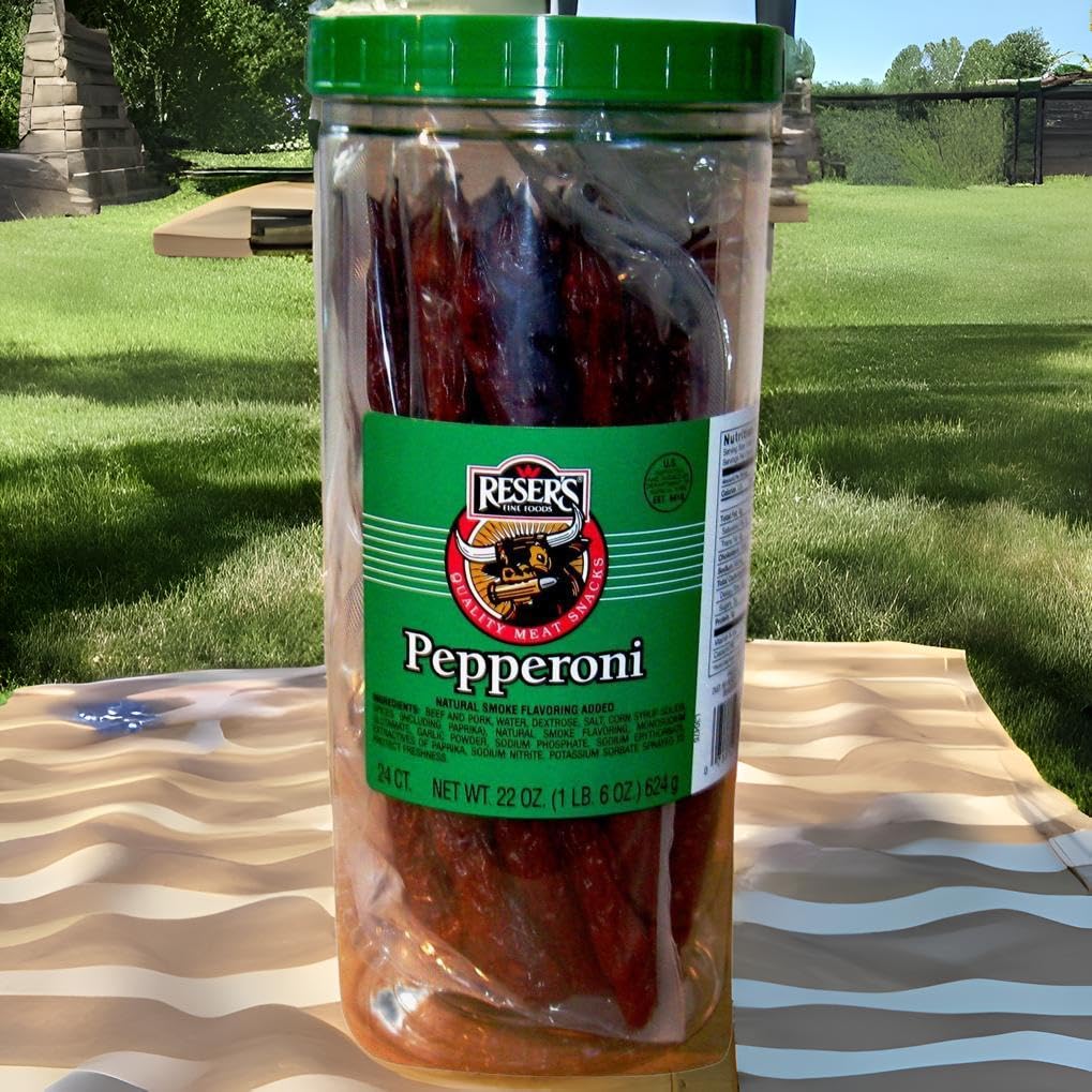 Reser's Premium Pepperoni Meat Snacks - 22oz (24 Count) | High Protein, Gluten-Free | Perfect for Road Trips, Office Snacks & Keto Diet