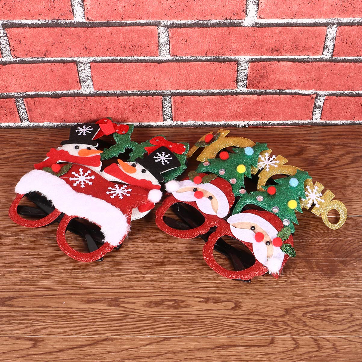 NUOBESTY 6pcs Christmas Party Glasses - Sparkly Holiday Eyewear for Kids, Festive Cocktail Party Accessories, Funny Xmas Fancy Dress Costume Frames - Perfect for Christmas Celebrations, Family Gatherings & Holiday Photo Booths