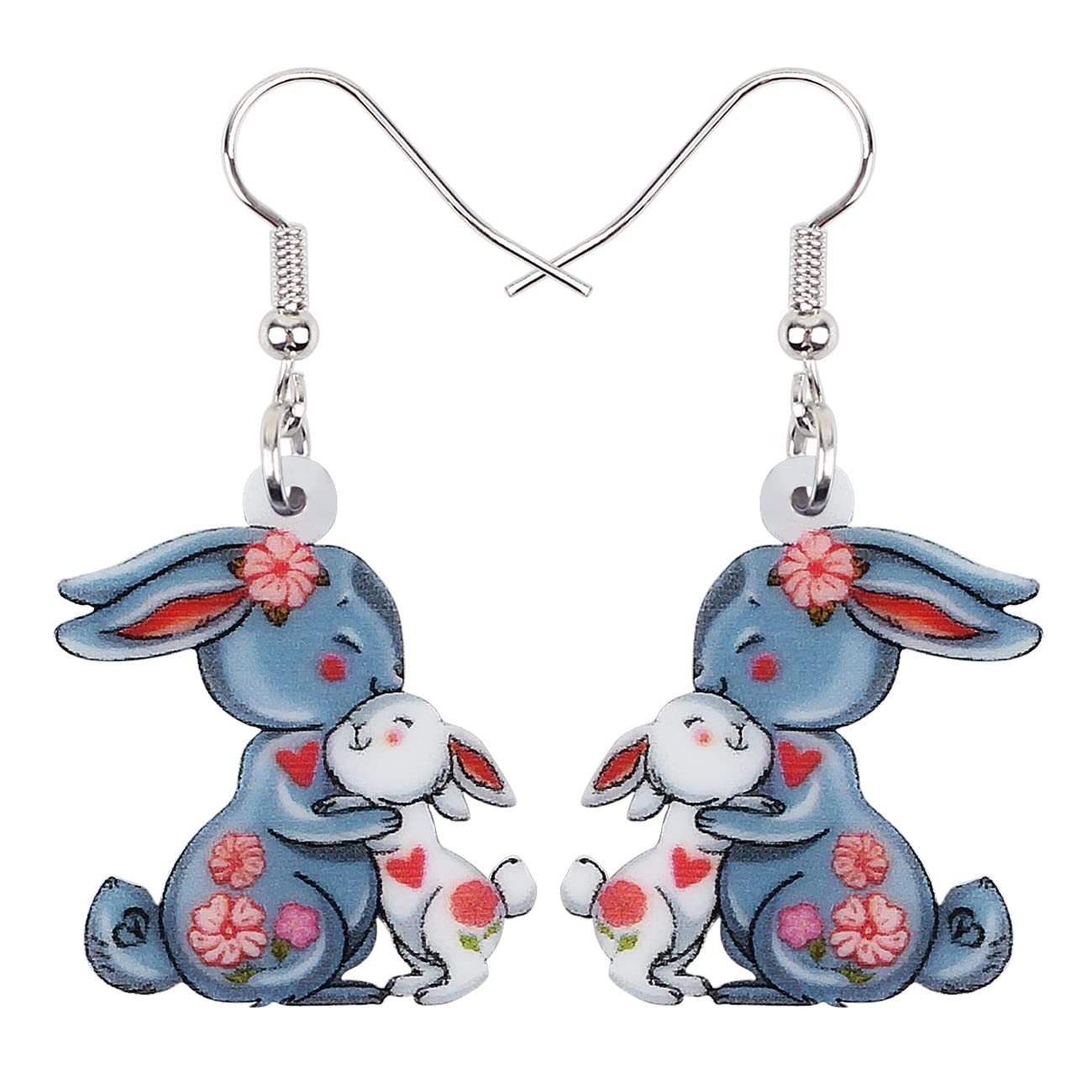 DOWAY Acrylic Easter Bunny Rabbit Earrings - Cute Drop Dangle Jewelry Gifts for Women & Girls - Funny Party Accessories for Easter, Spring Celebrations & Costume Events