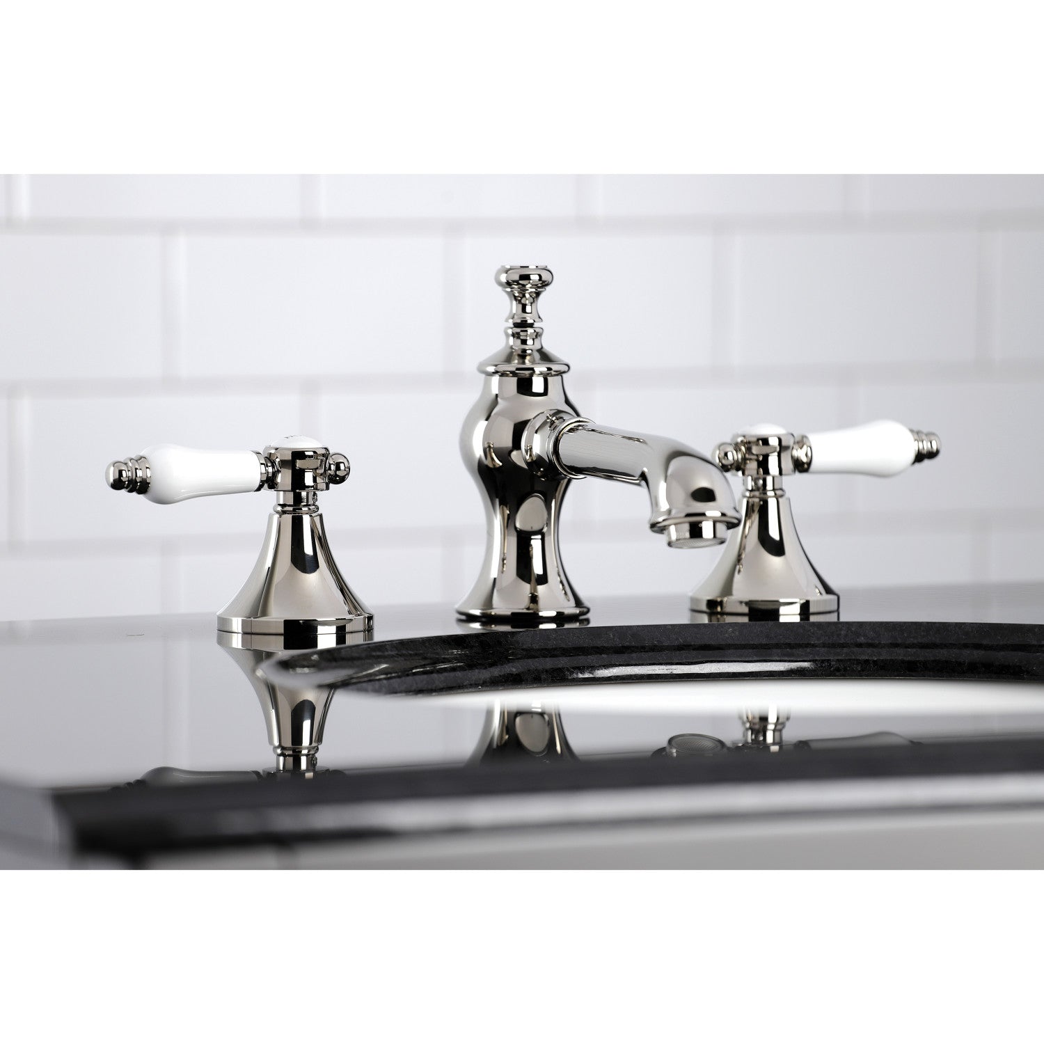 Bel Air KC7066BPL Two Handle 3 Hole Widespread Bathroom Faucet with Brass Pop Up Drain - Polished Nickel Finish for Vanity Sink - Perfect for Modern Home & Hotel Bathroom Renovation