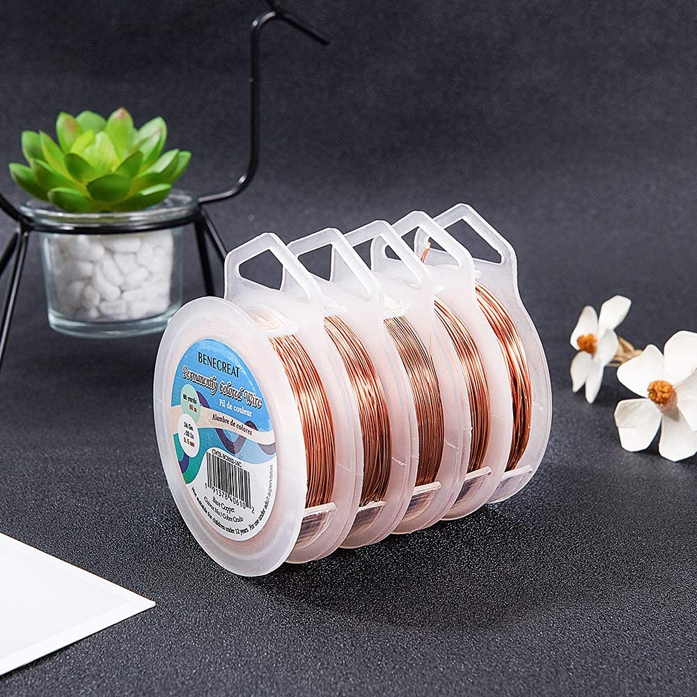 BENECREAT 18 Gauge Bare Copper Wire with Oil Coated - Solid Pure Copper Craft Wire for Jewelry Making, DIY Beading & Wire Wrapping (33 Feet/11 Yards) - Perfect for Handmade Bracelets, Necklaces & Artisan Crafts