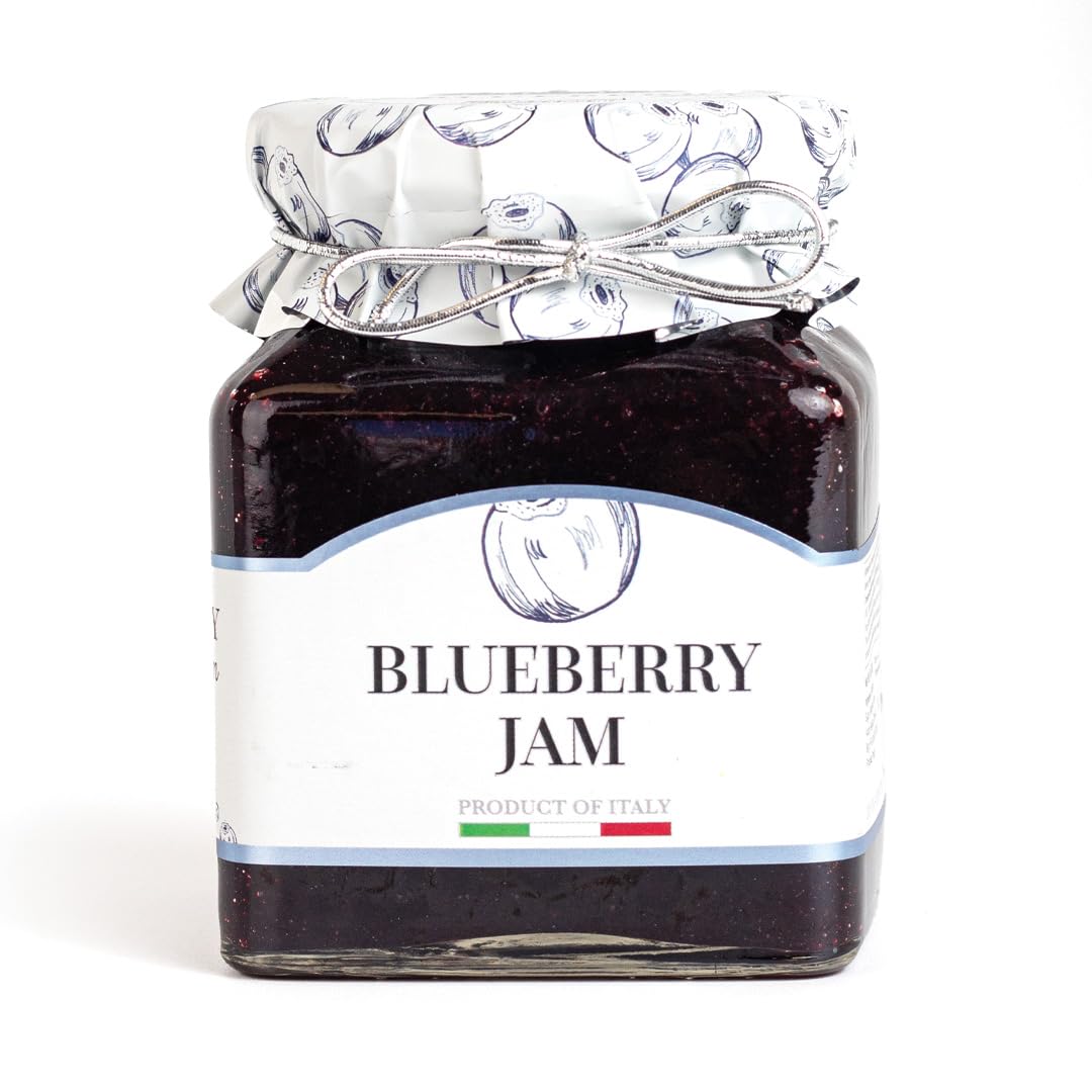 Premium Italian Blueberry Jam - All Natural, Gluten Free, Non-GMO, 55% Real Fruit, 12oz Jar | Authentic Import from Italy | Perfect for Breakfast, Toast, Desserts & Gift Giving
