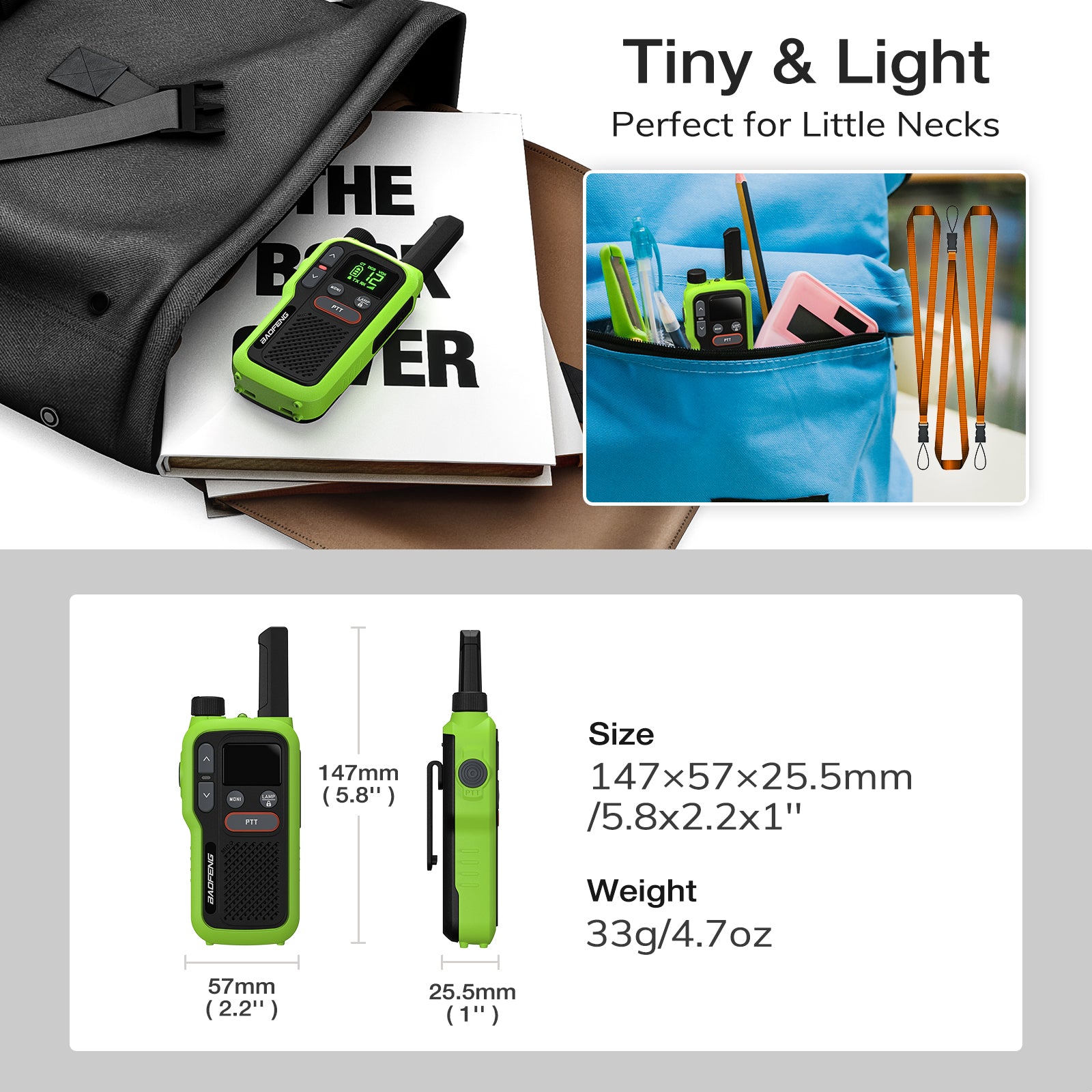 Baofeng GT-18 FRS/PMR Two-Way Radio - License-Free Walkie Talkie with USB Charging, Dual PTT, VOX & Flashlight - Ideal for Outdoor Adventures, Construction Sites & Emergency Communication