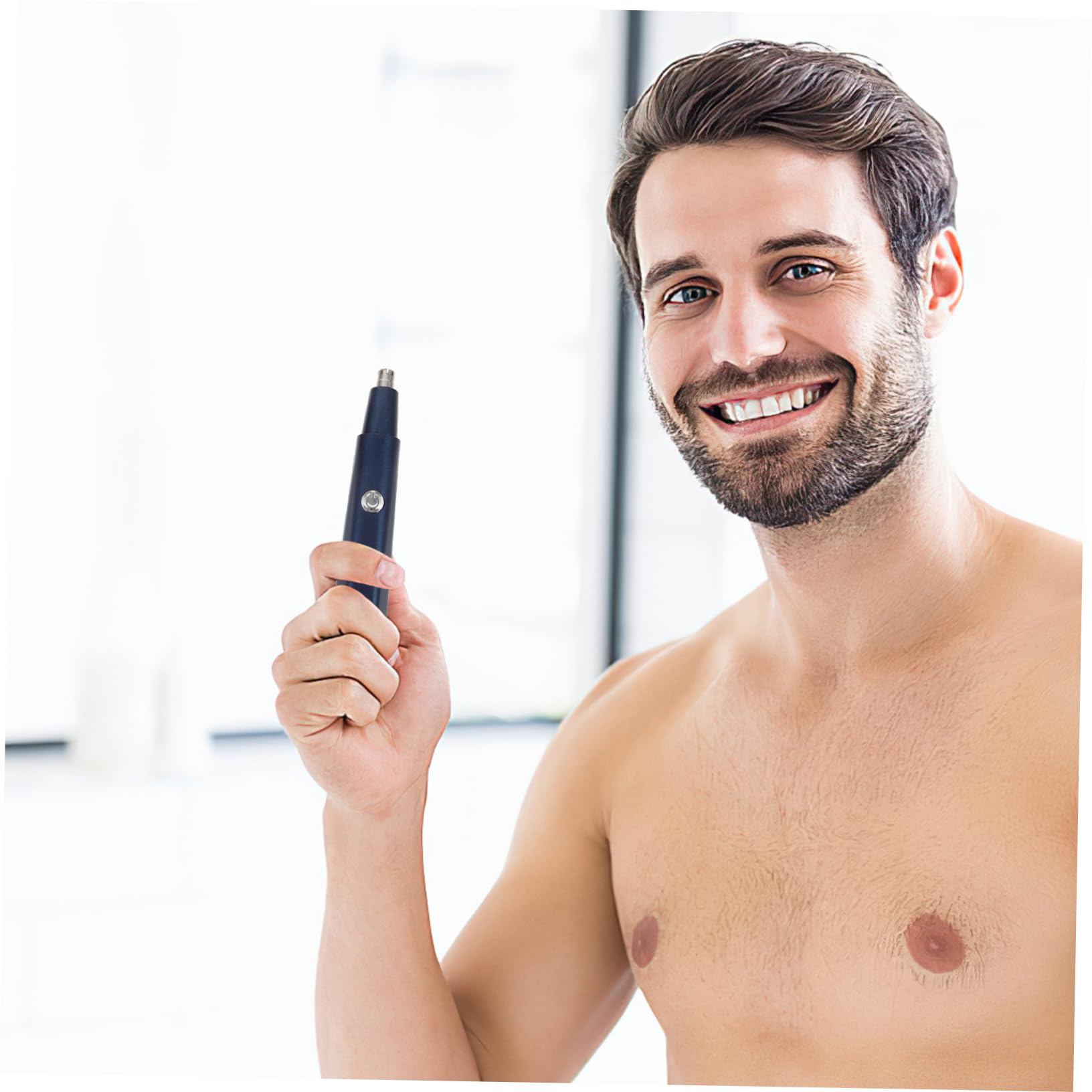 ABS Electric Nose Hair Trimmer for Men - Painless Eyebrow & Nose Hair Removal Tool, Portable Rechargeable Grooming Kit - Perfect for Travel, Home, and Office Use (Blue)