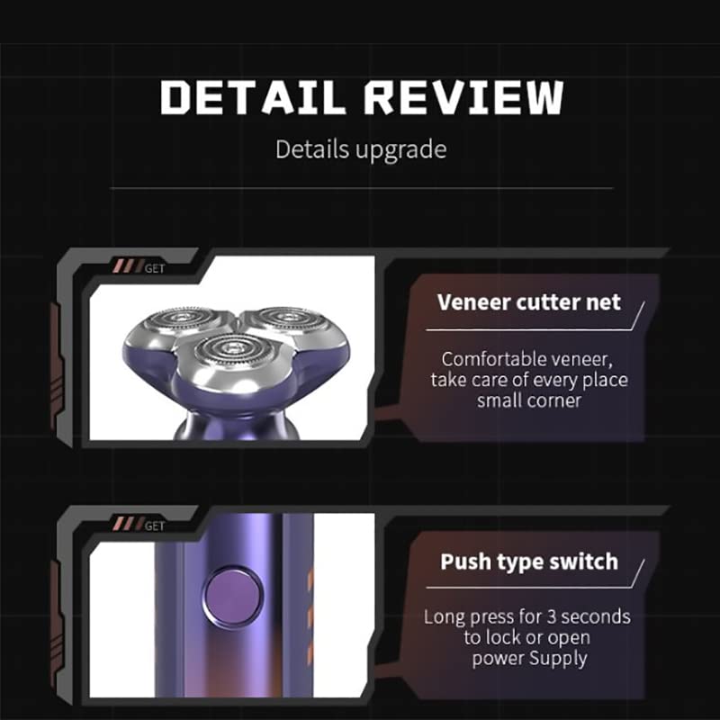 Professional Electric Razor for Men with LCD Display - Waterproof Wet/Dry Rechargeable Shaver - Beard Trimmer & Facial Shaving Kit - Perfect for Travel, Home & Gym Use