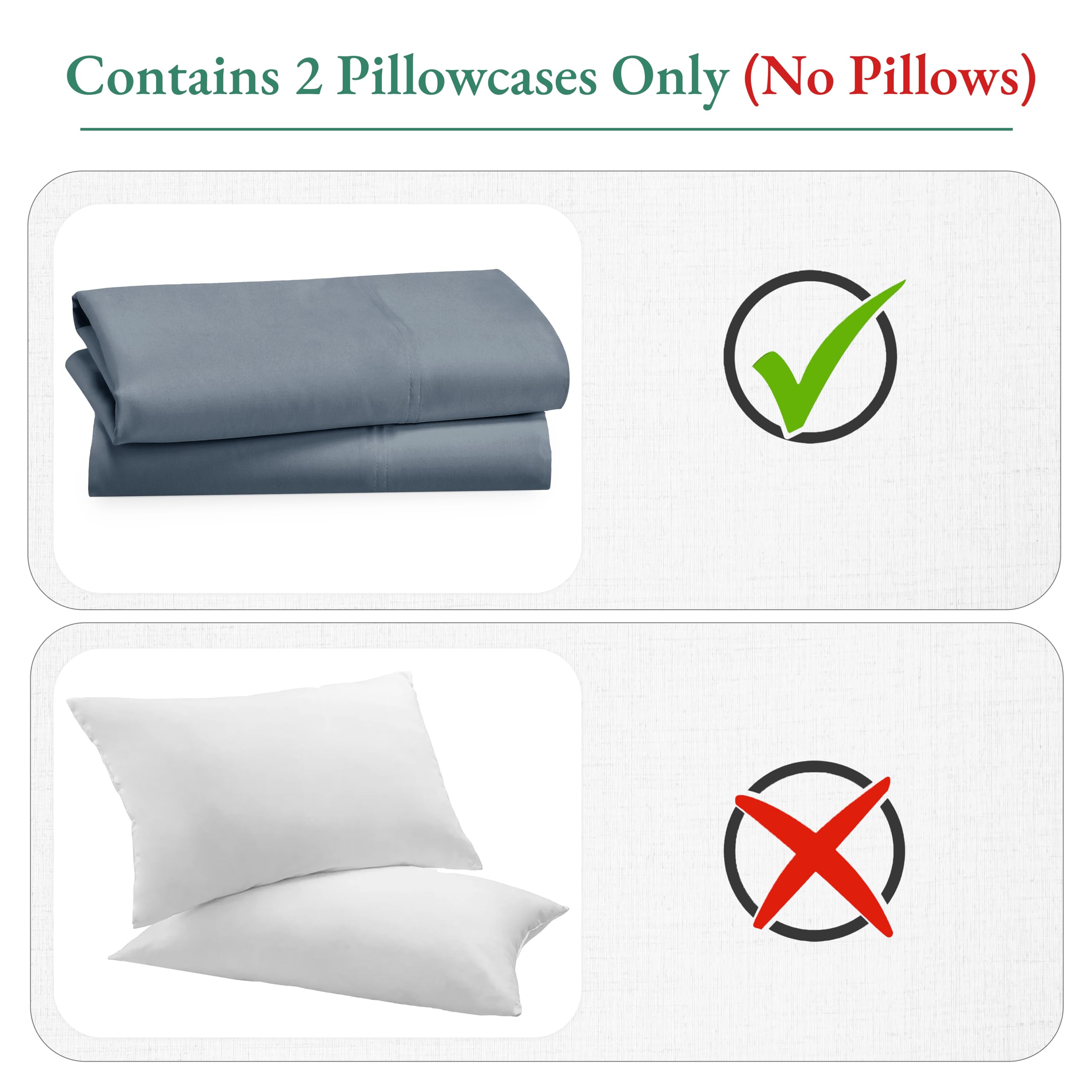 Luxury 600 Thread Count 100% Cotton King Size Pillowcase Set of 2 - Hotel Quality Soft & Breathable Bedding - Perfect for Master Bedroom, Guest Room & Airbnb - Pastel Blue