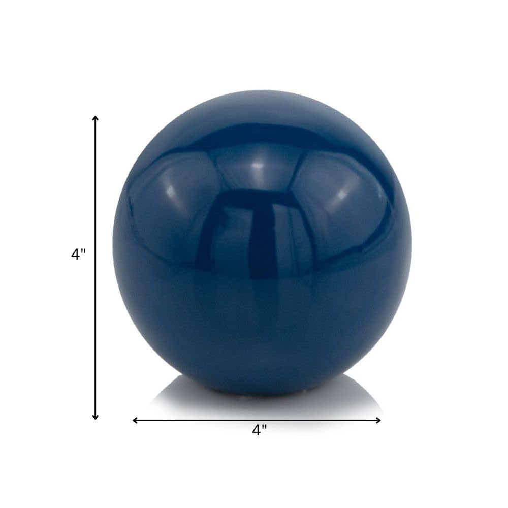 Modern Decorative Aluminum Bola Blue Sphere - 4 Inch Filler Orbs for Centerpiece Bowls, Tabletop & Wall Decor | Perfect for Home Office, Living Room & Modern Interior Design
