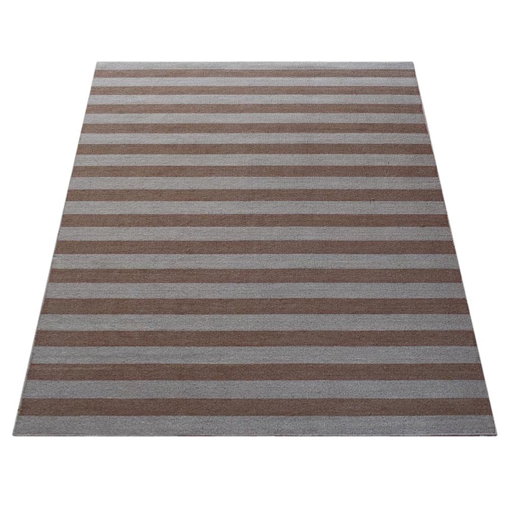 Handmade Wool Kilim Area Rug 8'x10' - Eco-Friendly Flat Weave Low Pile Contemporary Cream Light Brown Rectangle Carpet for Living Room, Bedroom & Home Decor (D00107) | Boho Chic Style, Durable & Soft Floor Covering