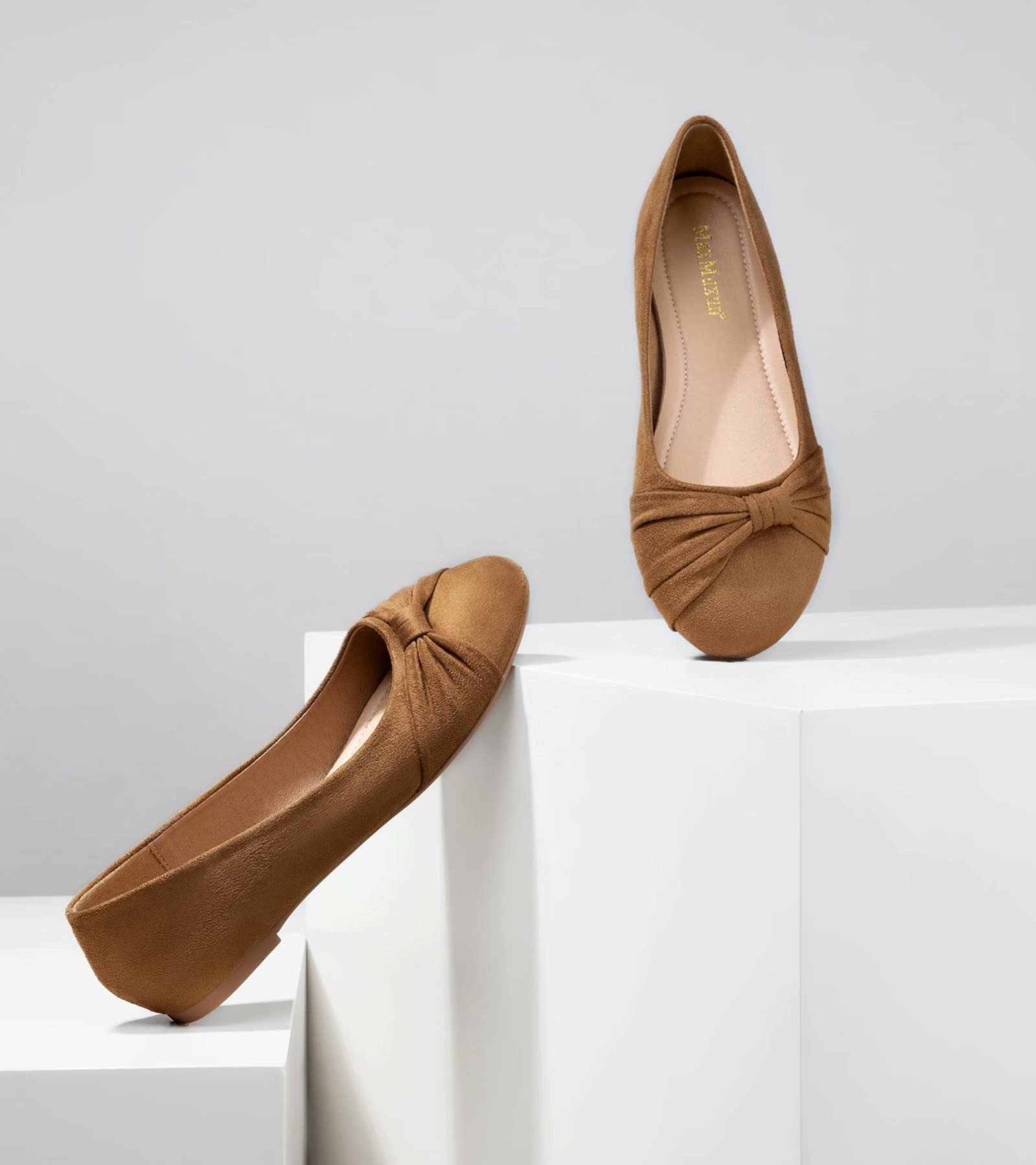 MaxMuxun Women's Ballet Flats - Faux Suede Round Toe Slip-On Dress Shoes for Women | Comfortable Walking Shoes for Work, Office & Casual Outfits