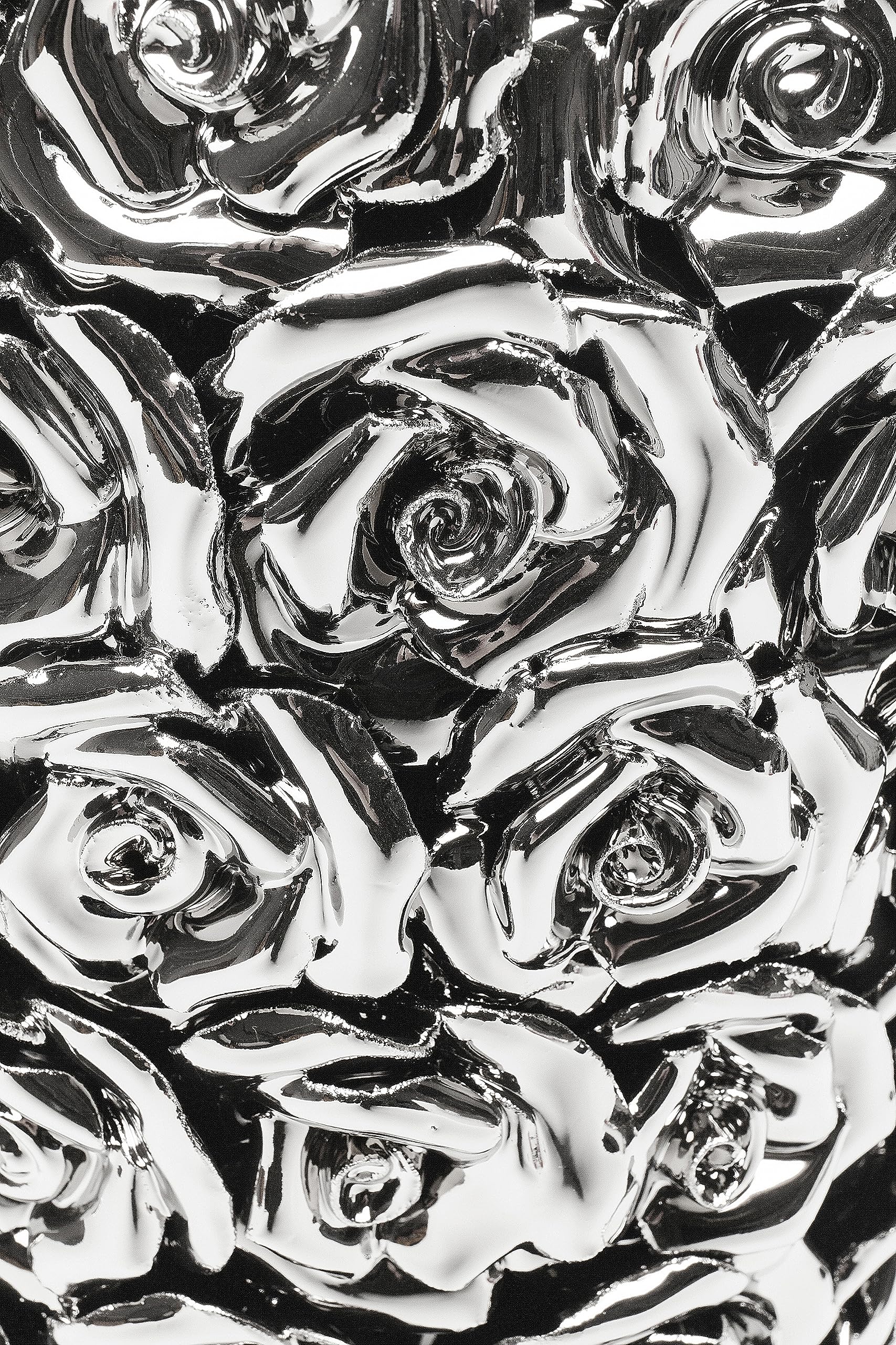 Kare Design Multi Chrome Rose Vase - Handmade Stoneware with Chrome Plating, Large Decorative Vase (45x22x22cm) for Modern Home Decor, Wedding Centerpiece & Luxury Gift