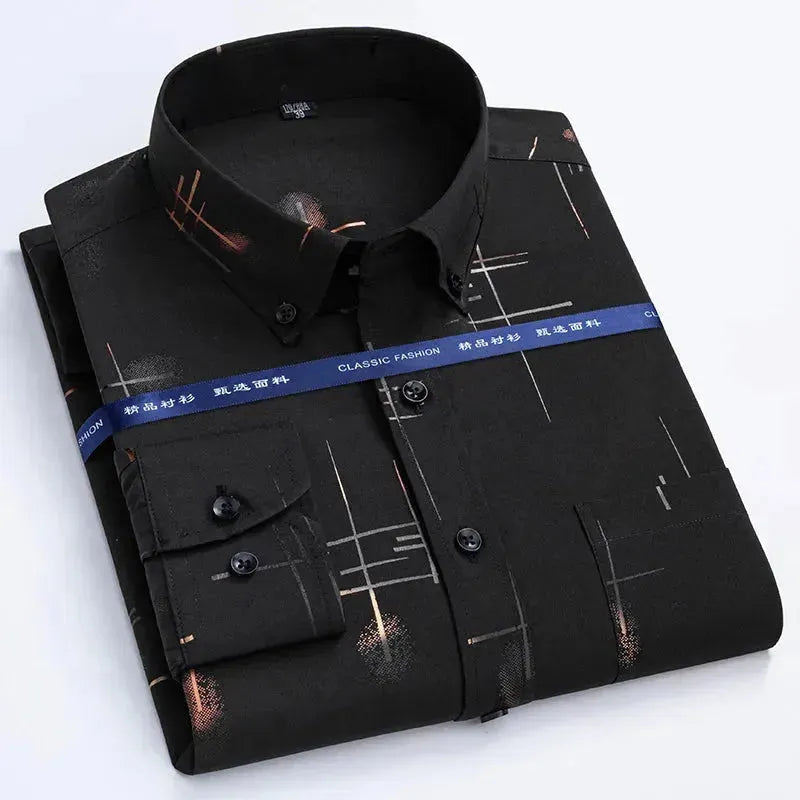 Men's Striped Dress Shirt - Slim Fit Formal Business Shirt for Office, Wedding & Special Occasions