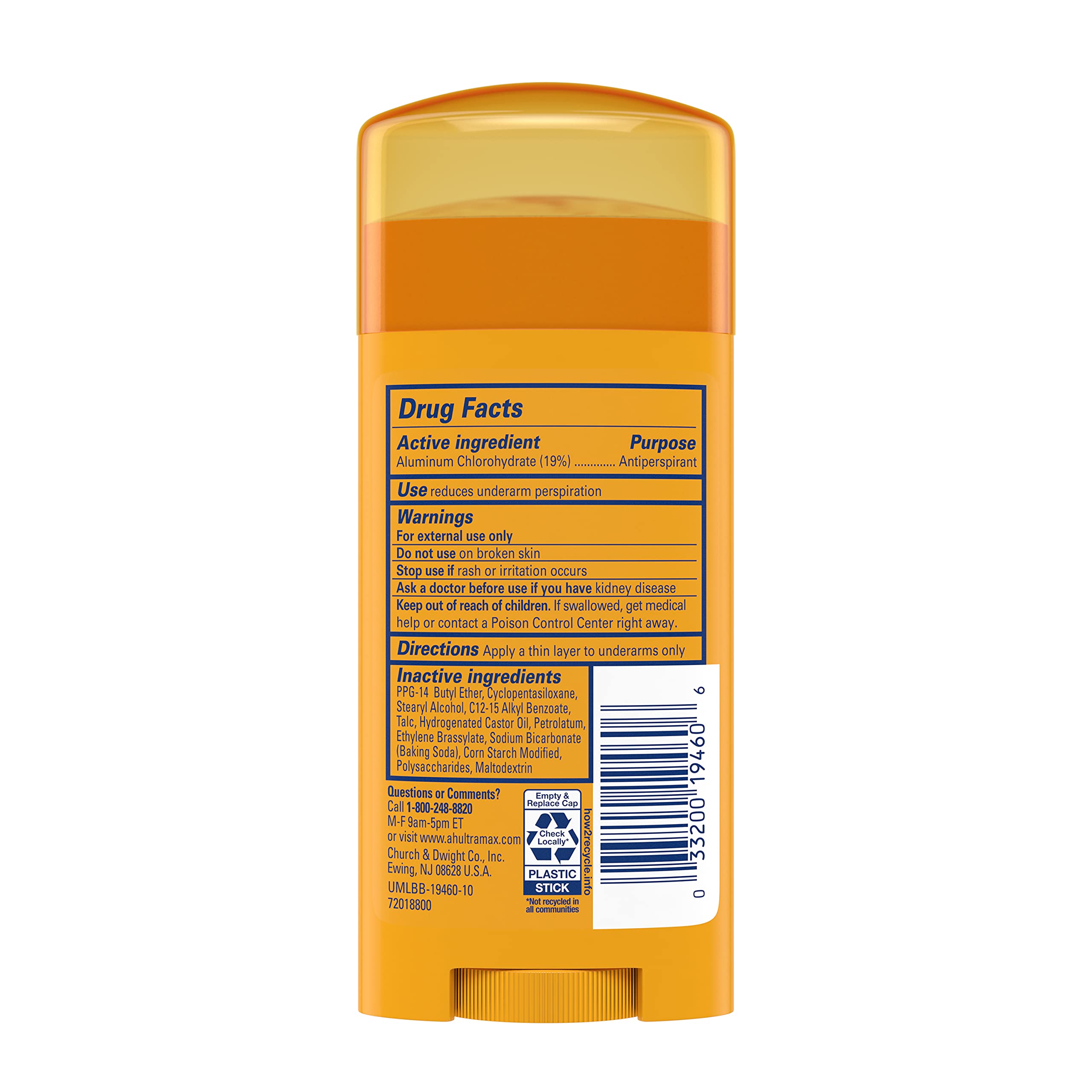 ARM & HAMMER Deodorant for Women & Men, Unscented, 2.6 oz - Aluminum Free, 24-Hour Odor Protection - Ideal for Sensitive Skin & Everyday Use at Home, Work or Gym